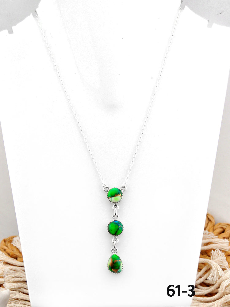 Southwest Made Peacock Dahlia & Sterling Silver Necklace