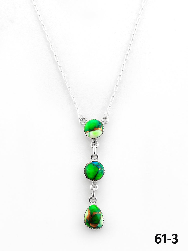 Southwest Made Peacock Dahlia & Sterling Silver Necklace