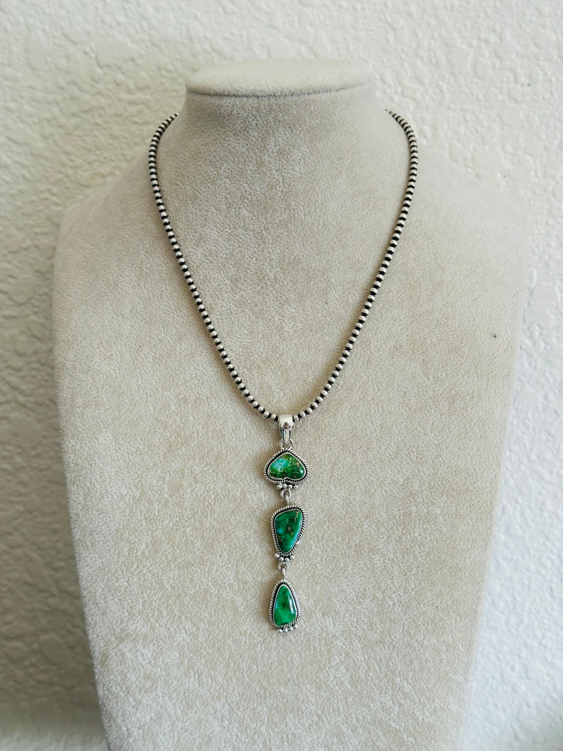 Southwest Handmade Sonoran Gold Turquoise & Sterling Silver Pendant