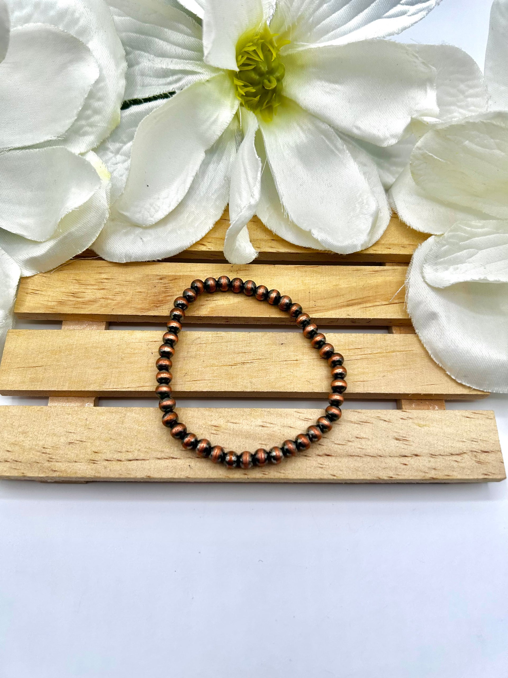 Navajo Made Strung Copper 5 MM Stretchy Bracelet