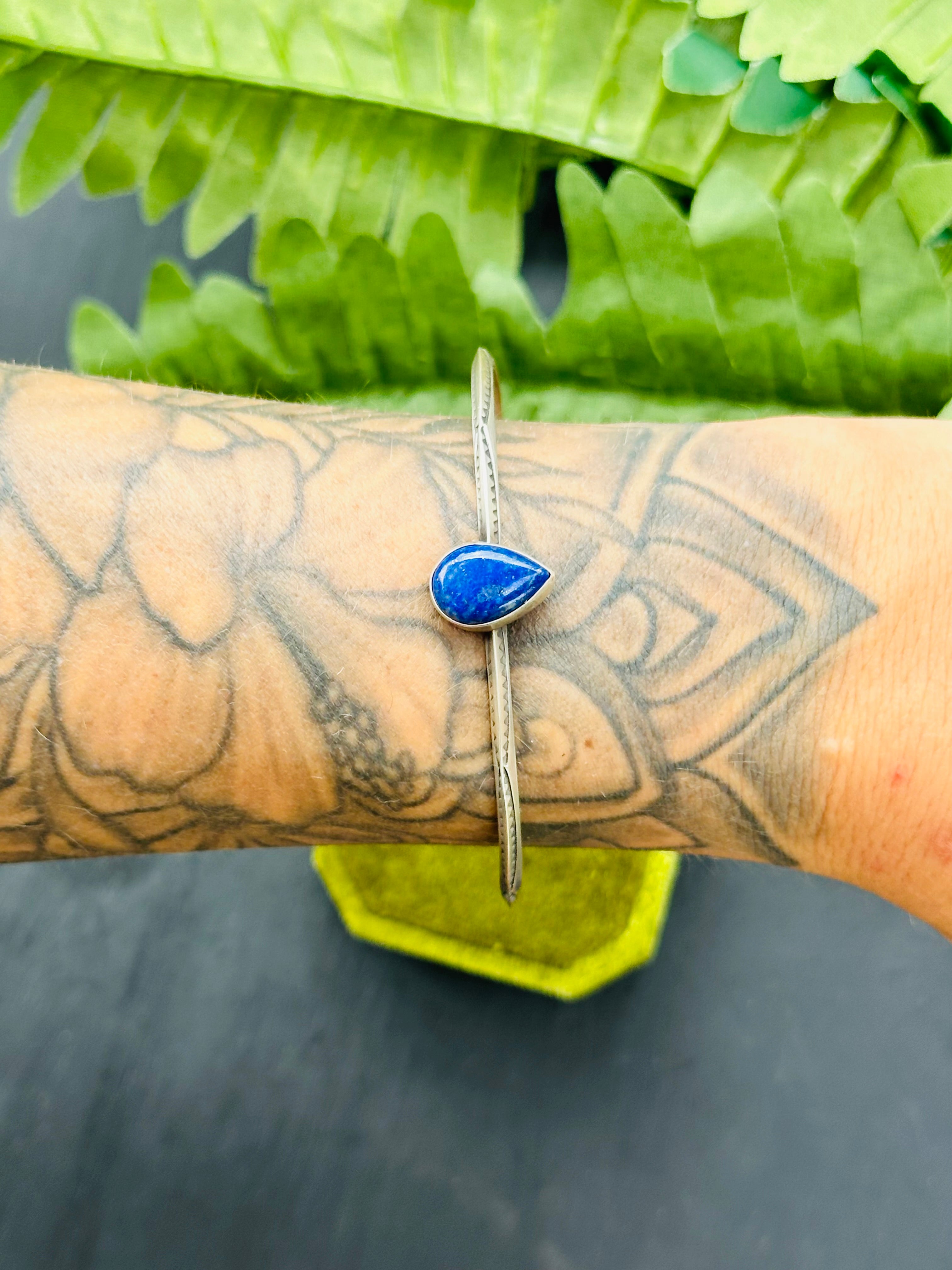 Navajo Made Lapis & Sterling Silver Cuff Bracelet