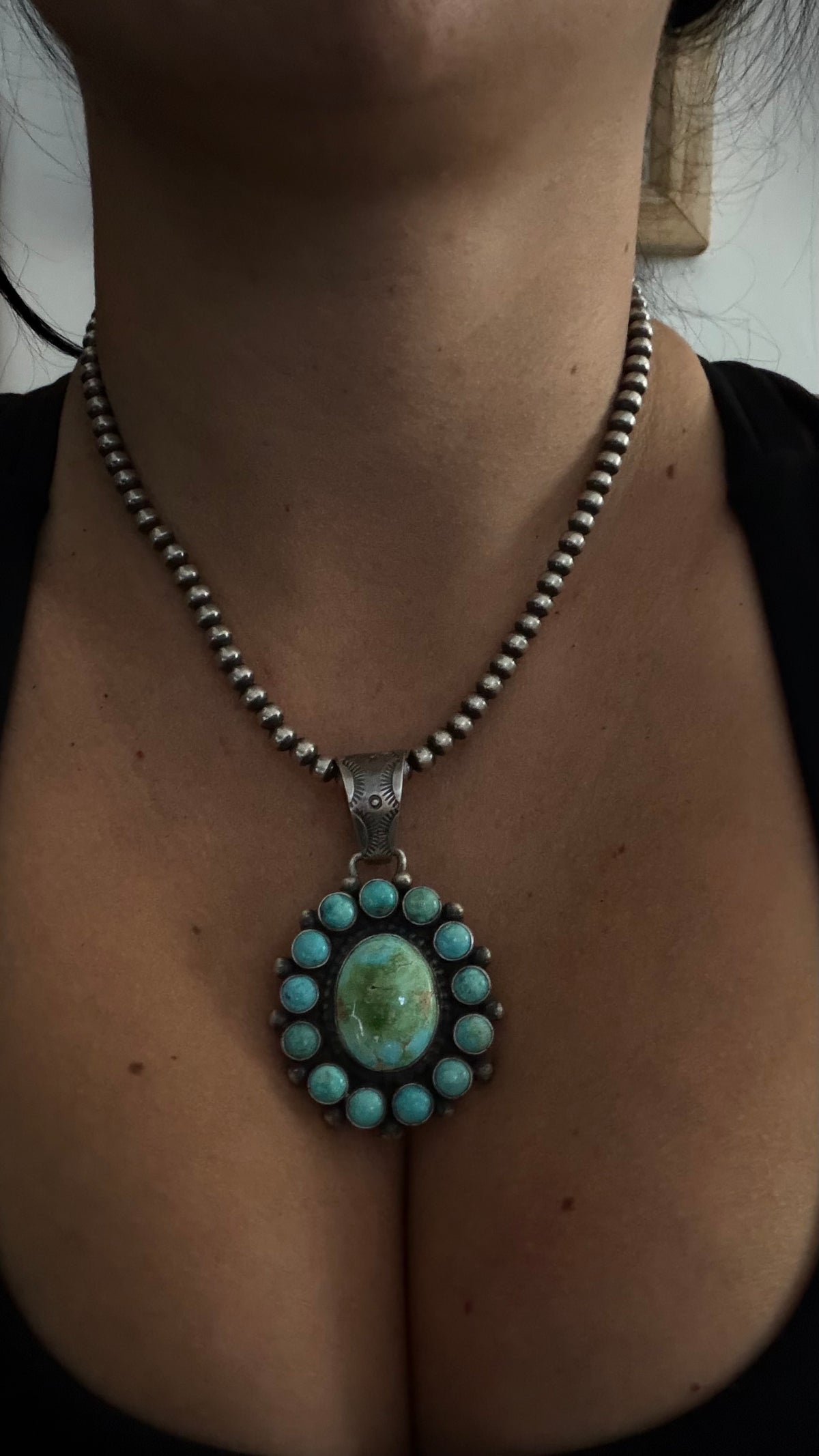 Bobby Johnson Sonoran Mountain Turquoise & Sterling Silver Cluster Pendant