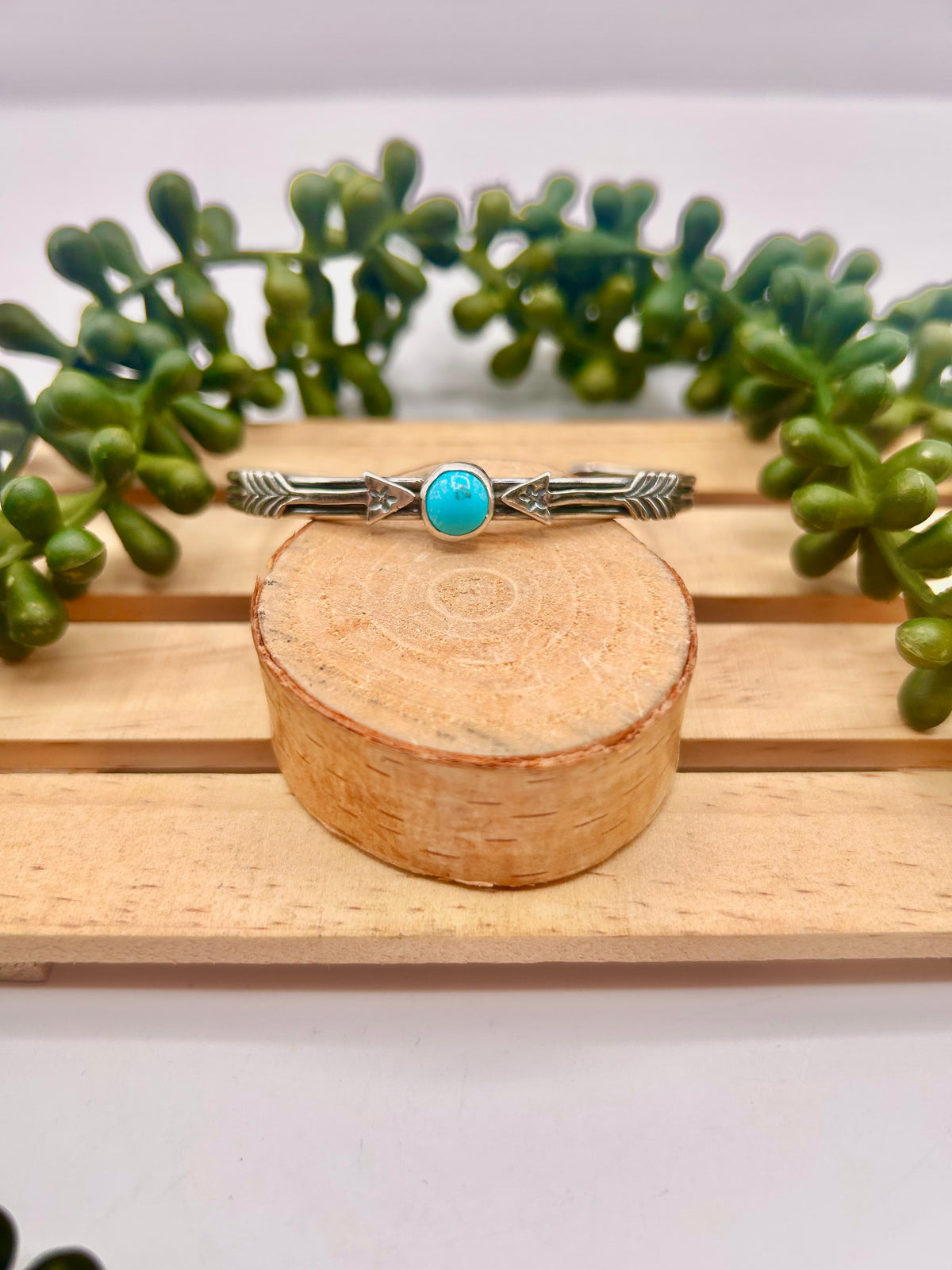 Navajo Made Kingman Turquoise & Sterling Silver Cuff Bracelet