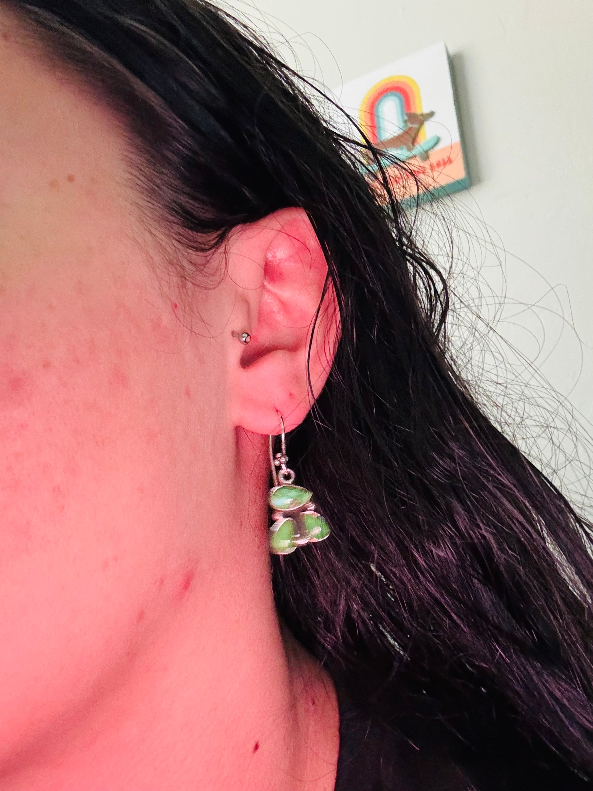Southwest Handmade Sonoran Mountain Turquoise & Sterling Silver Dangle Earrings