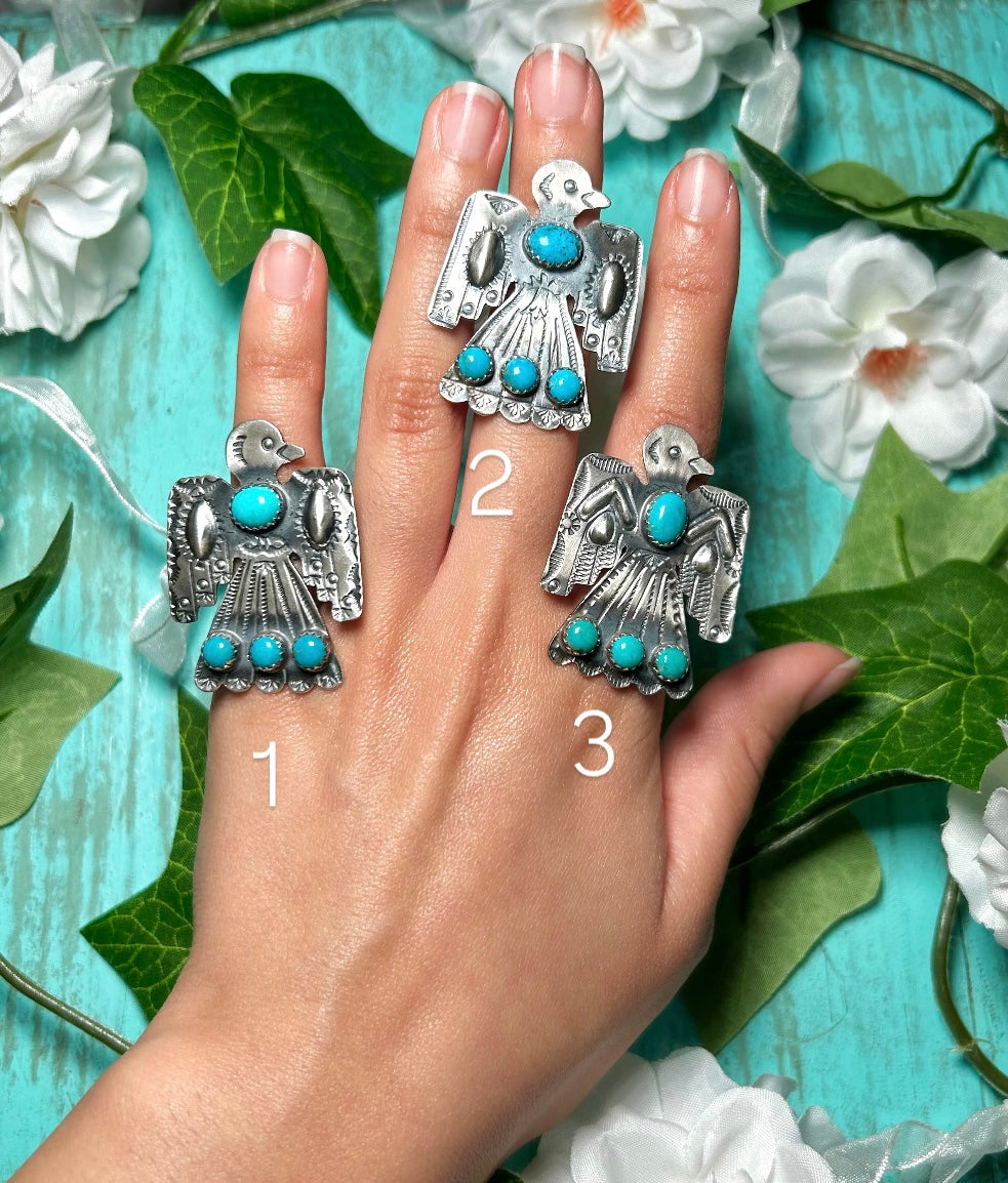 Tim Yazzie Kingman Turquoise & Sterling Silver Adjustable Ring