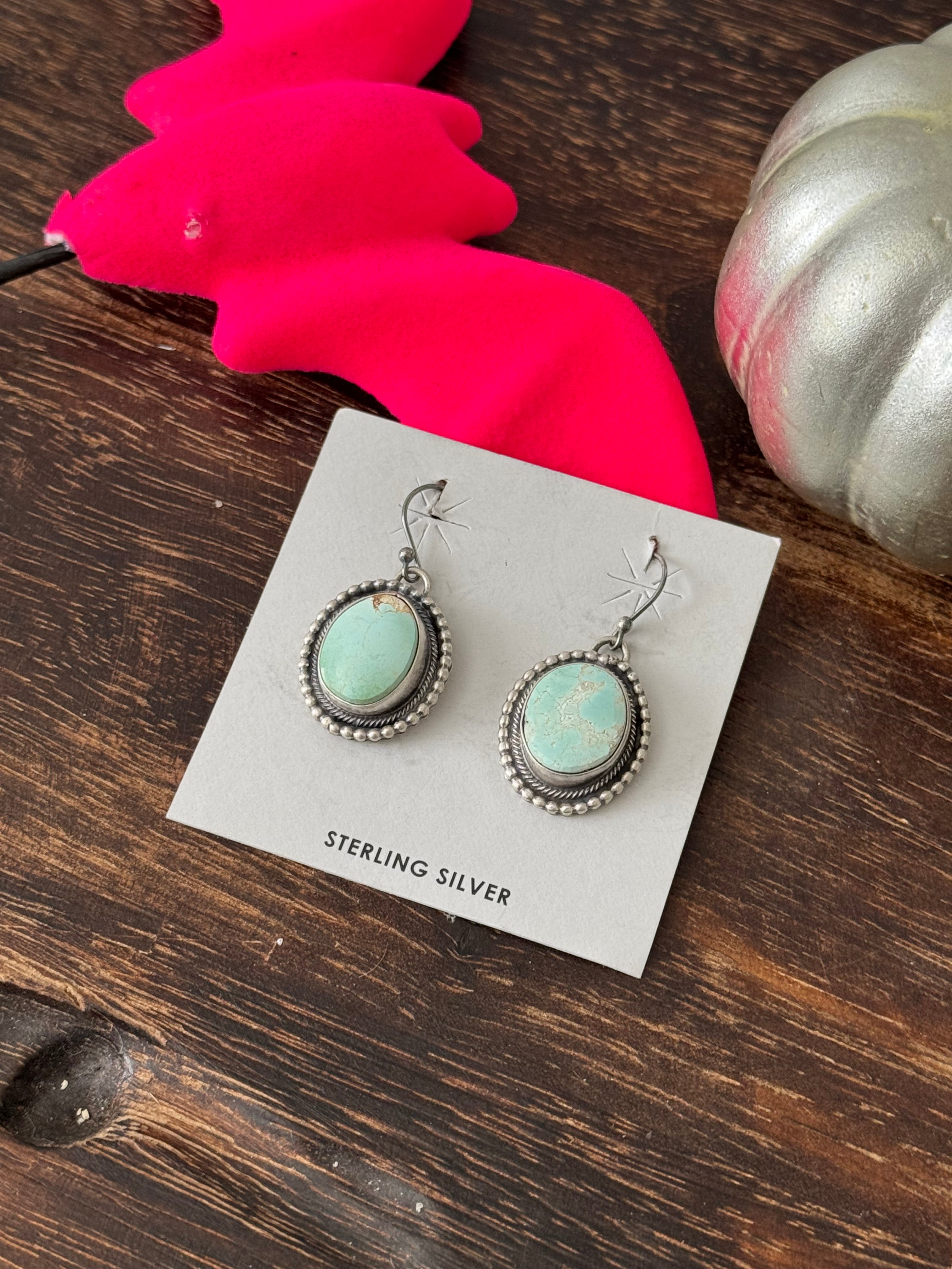 Randy Billy Royston Turquoise & Sterling Silver Dangle Earrings