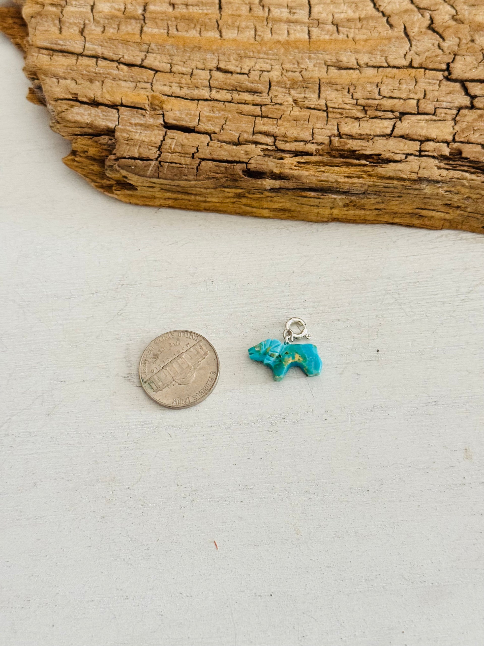 Navajo Made Mohave Turquoise & Sterling Silver Lion Charms