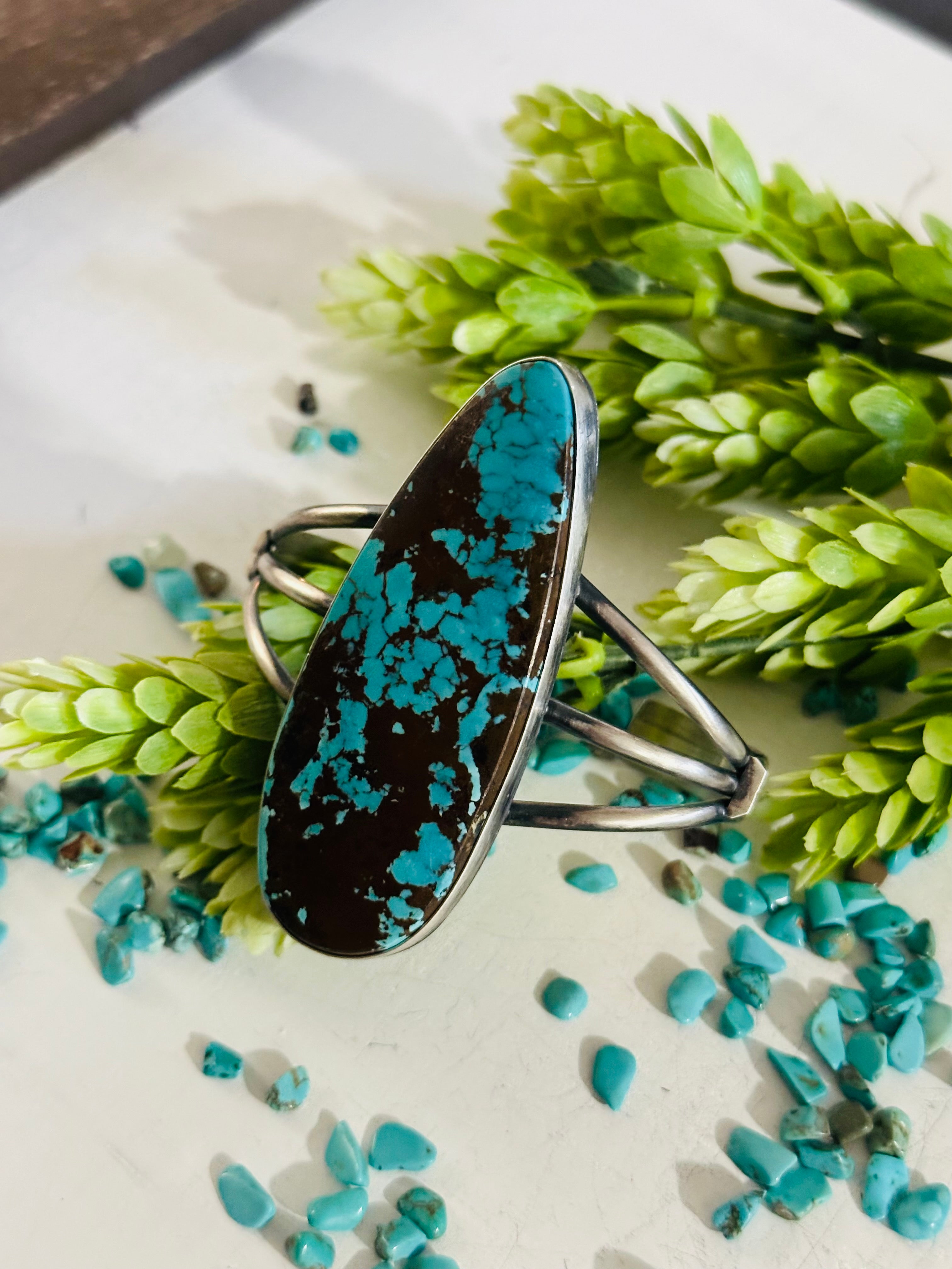 Dave Skeets Pilot Mountain Turquoise & Sterling Silver Cuff Bracelet