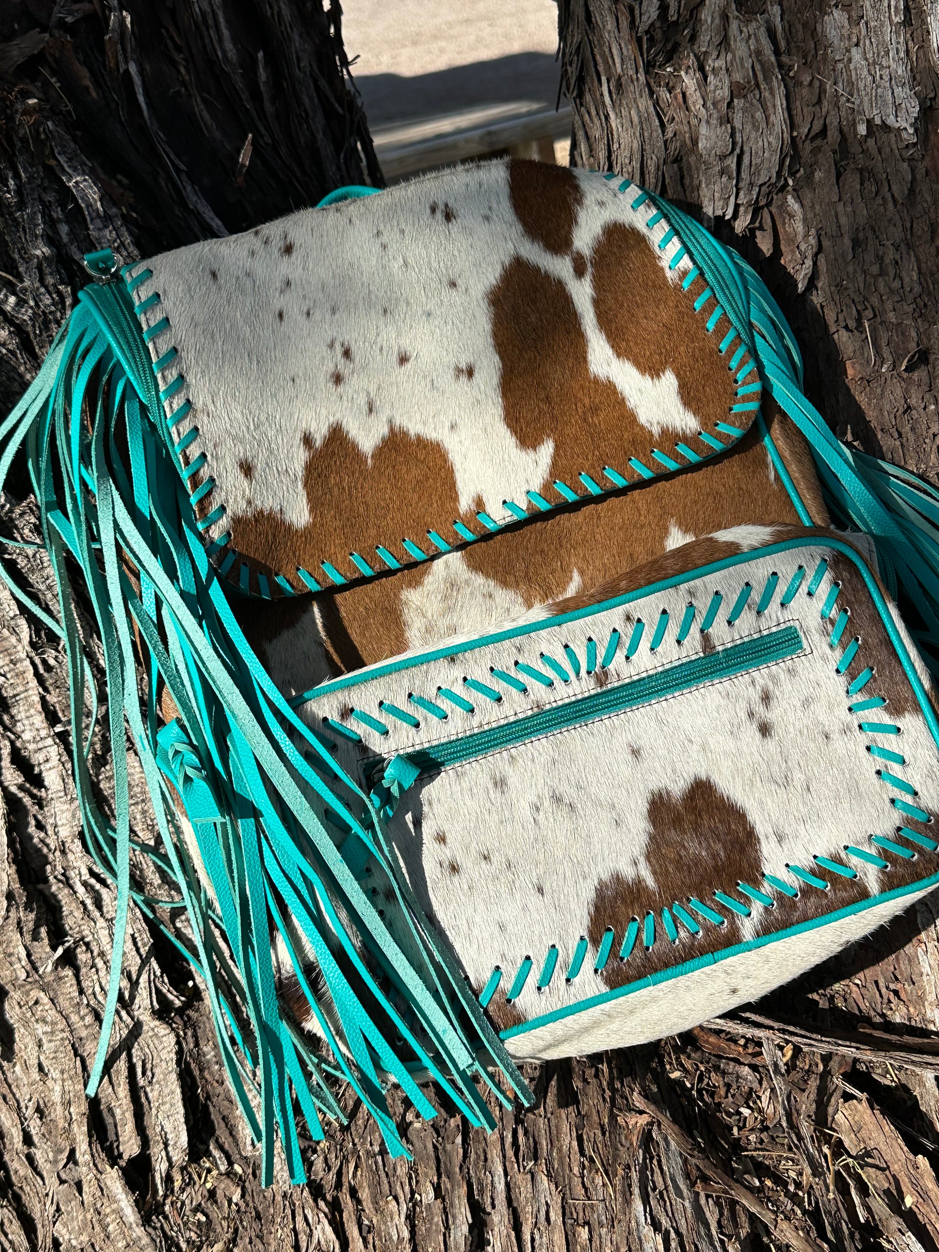 Genuine Cowhide Fringe Back Pack/Diaper Bag