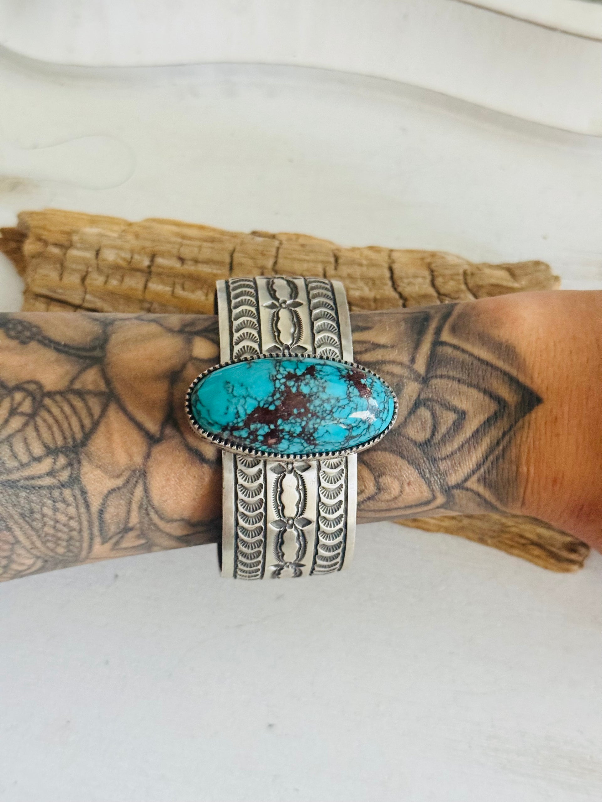 LeRoy James Egyptian Turquoise & Sterling Silver Cuff Bracelet