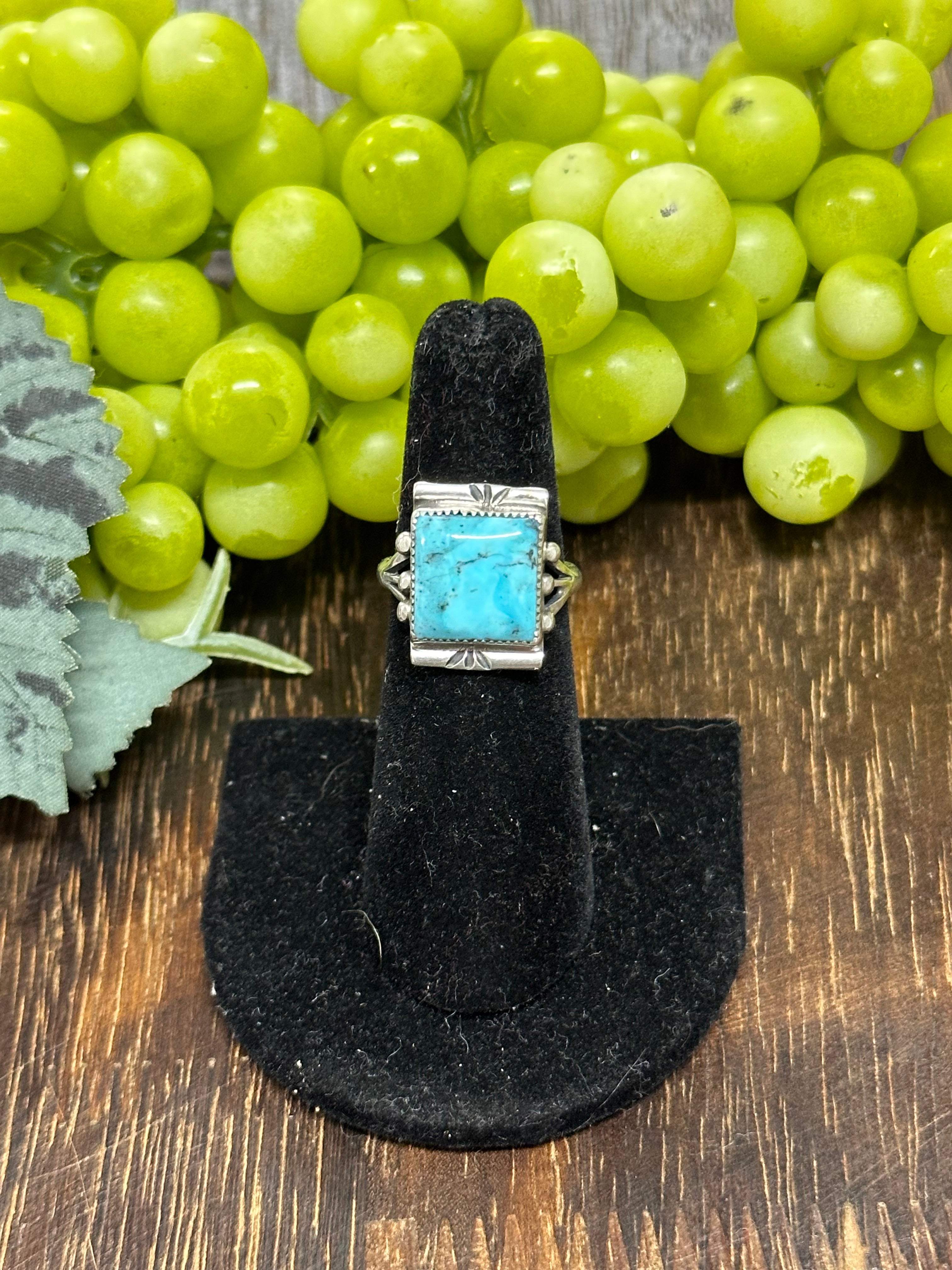 Navajo Made Kingman Turquoise & Sterling Silver Ring