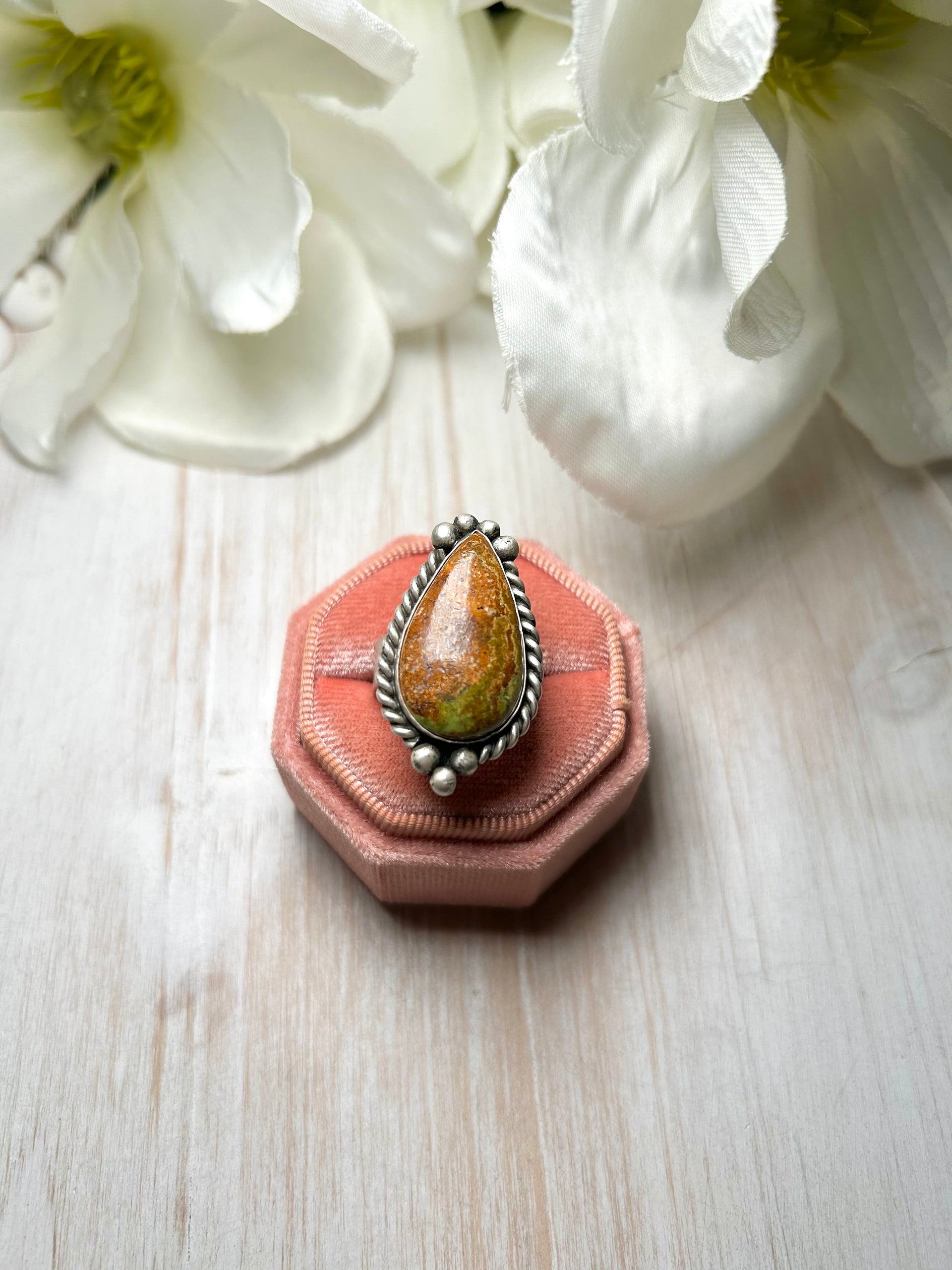 Zachariah David Evans Turquoise & Sterling Silver Adjustable Ring