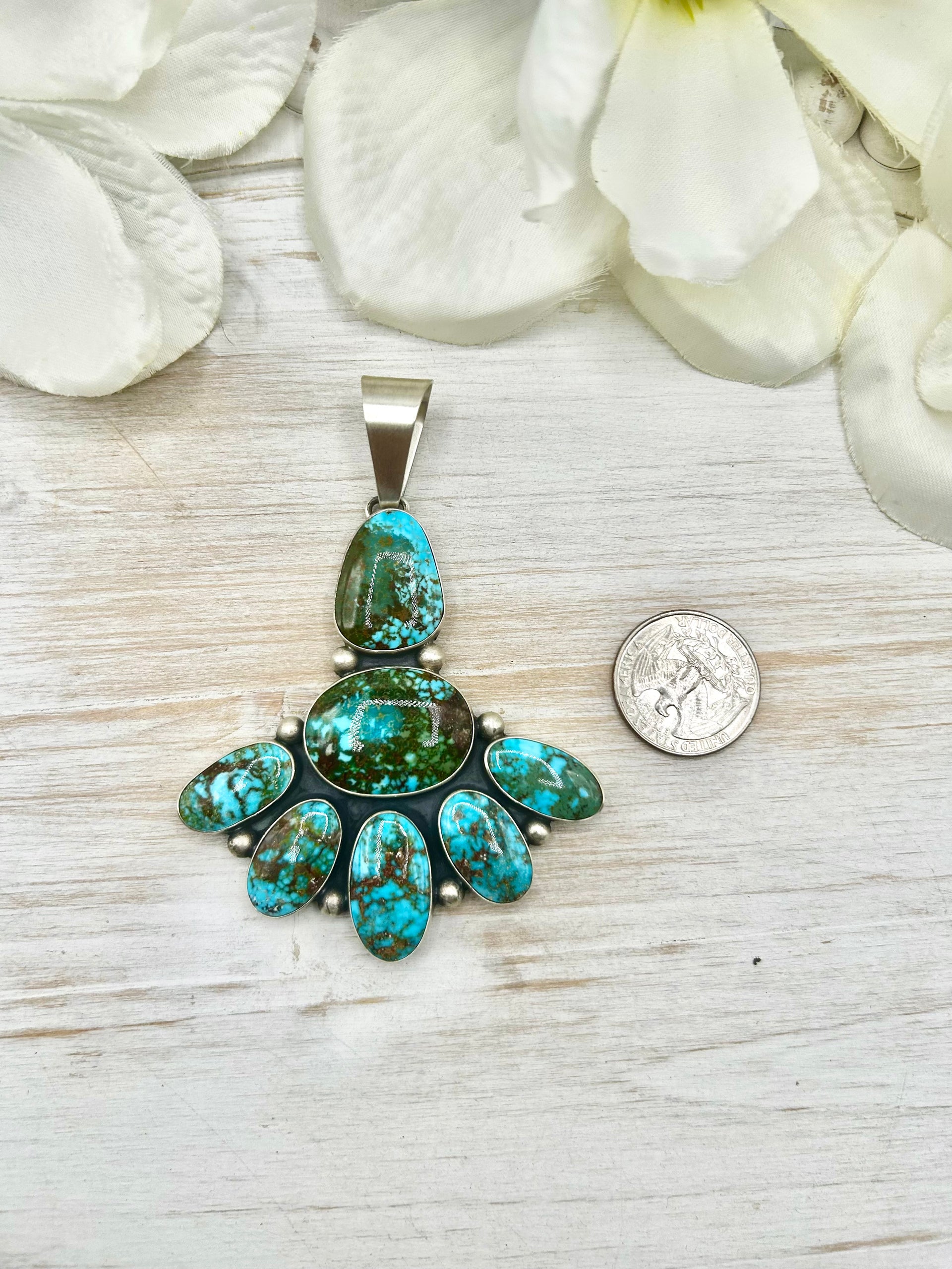 Darrin Livingston Highgrade Kingman Turquoise & Sterling Silver Pendant