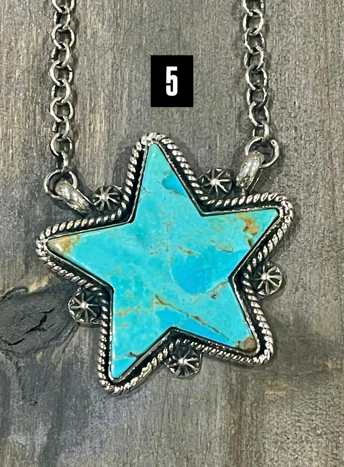 Southwest Handmade Kingman Turquoise & Sterling Silver Star Necklace