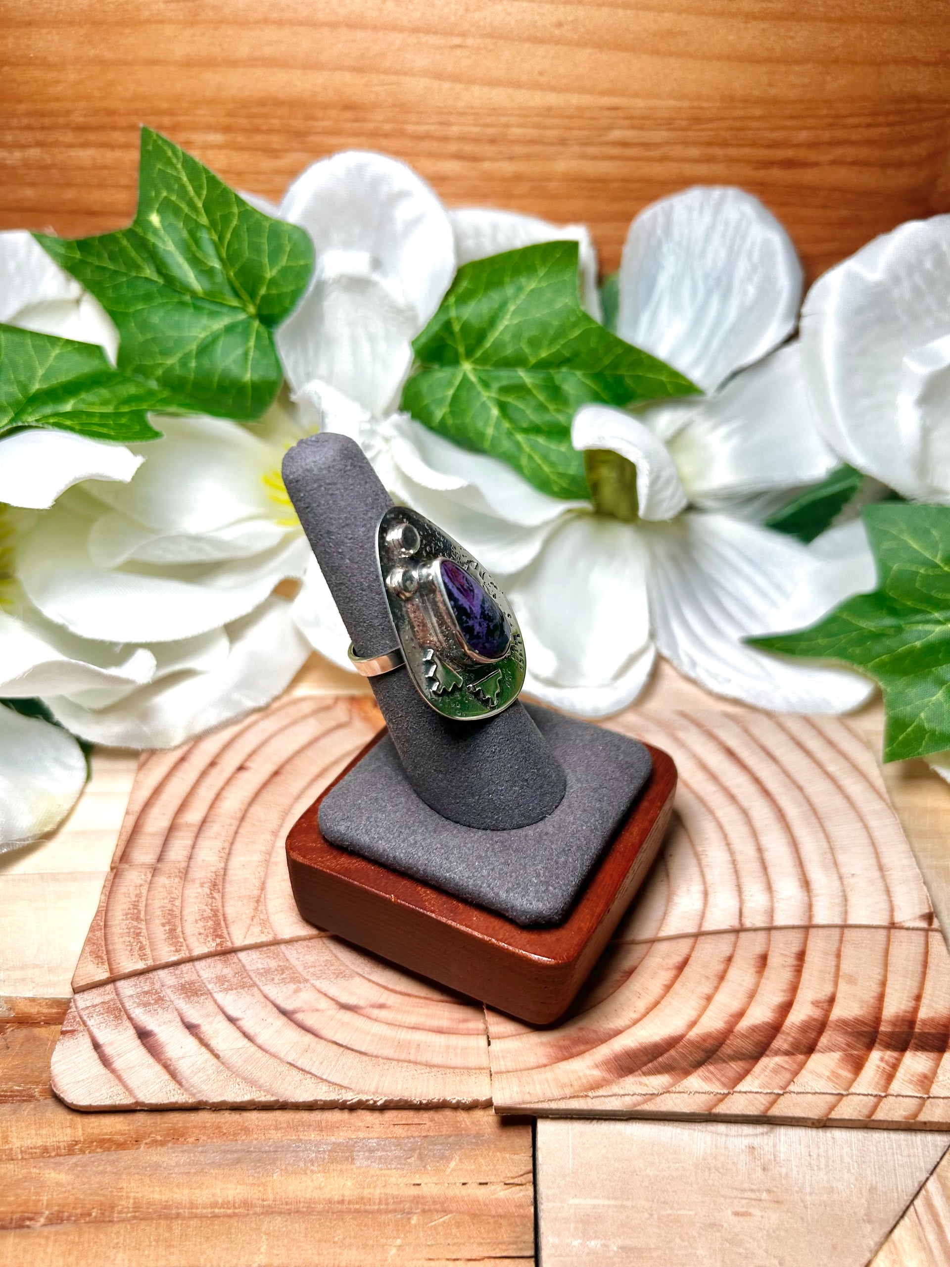 Navajo Made Sugilite & Sterling Silver Adjustable Ring