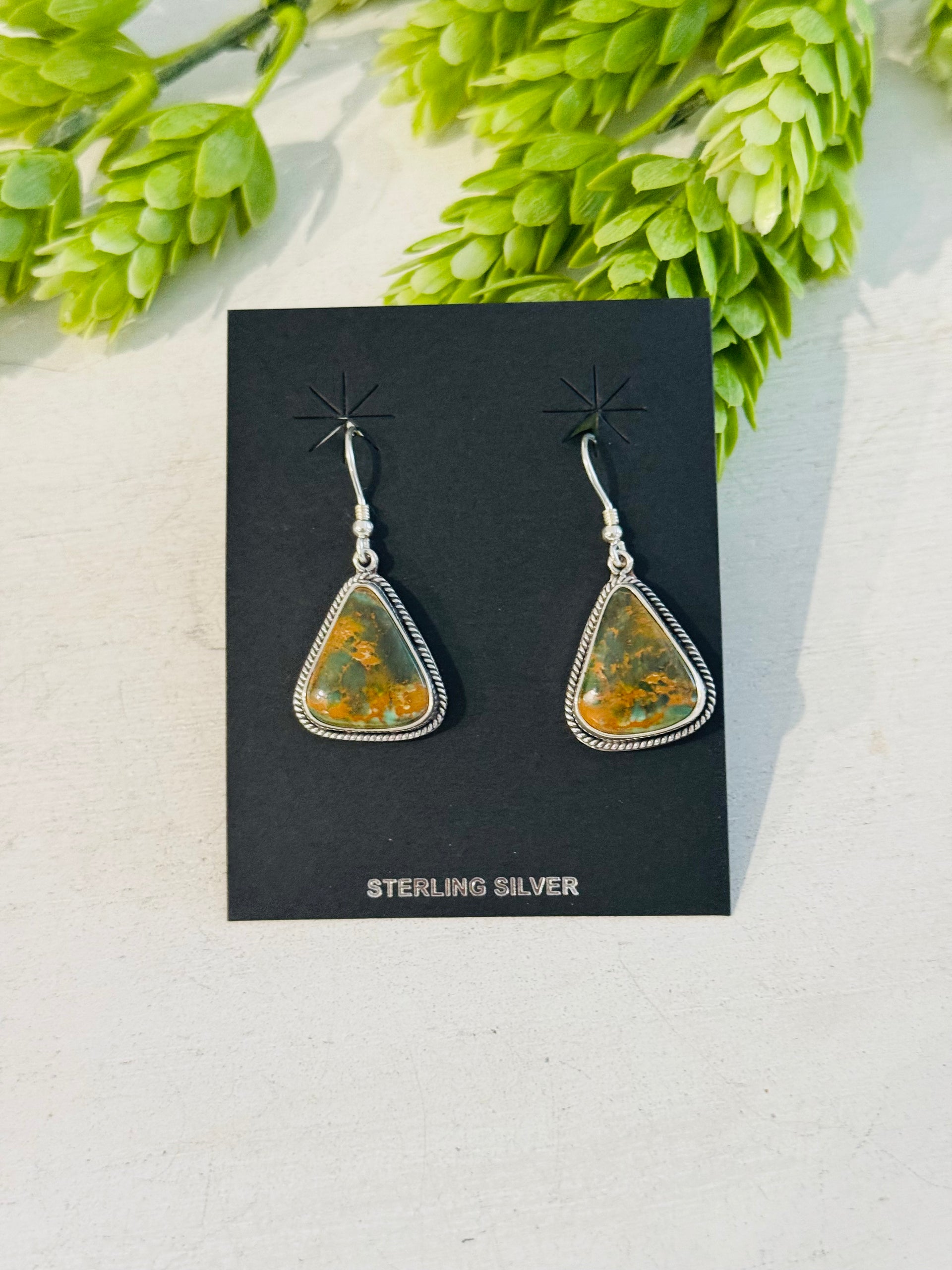 Southwest Handmade Royston Turquoise & Sterling Silver Dangle Earrings