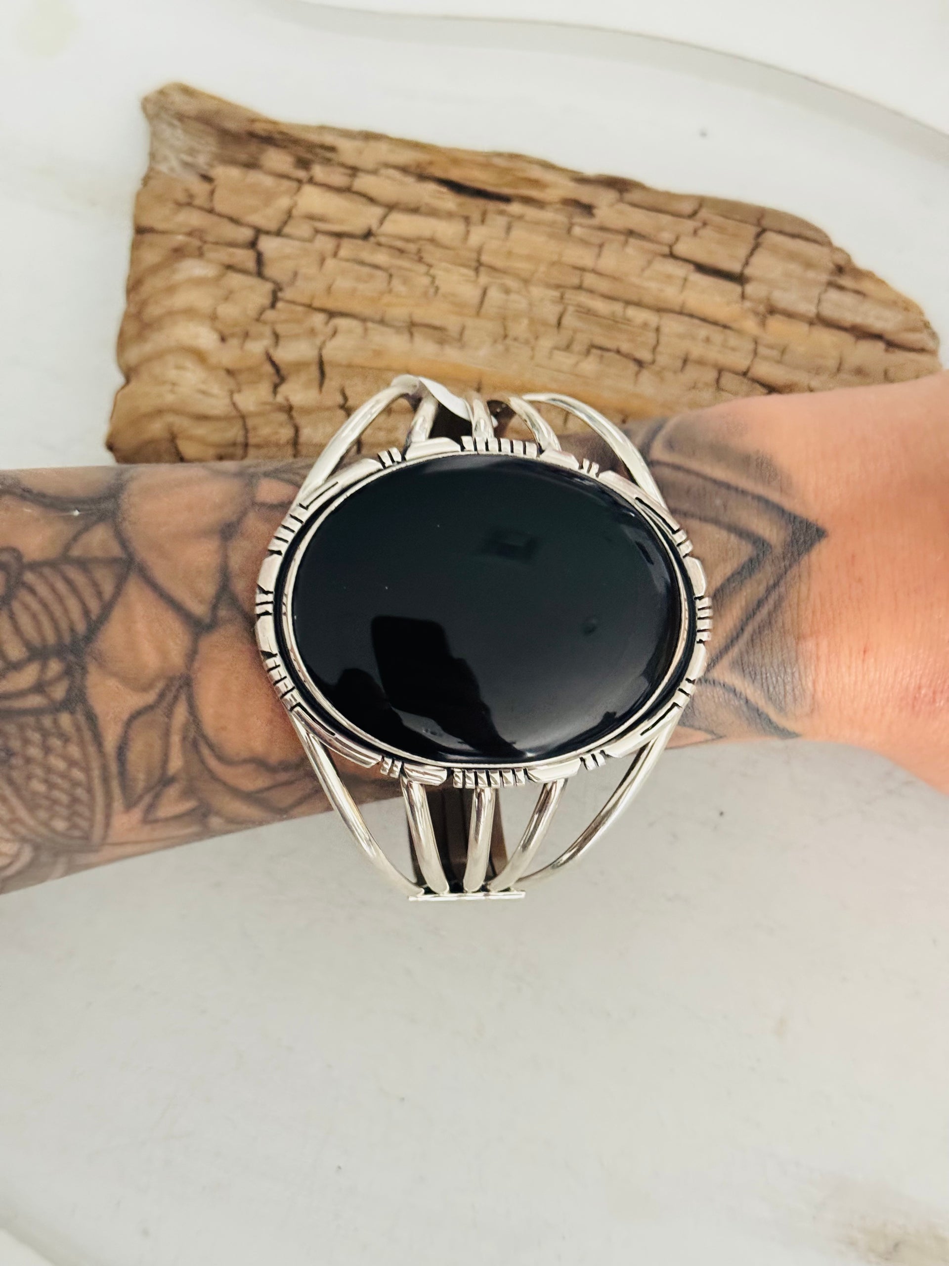 Alex Begay Onyx & Sterling Silver Cuff Bracelet
