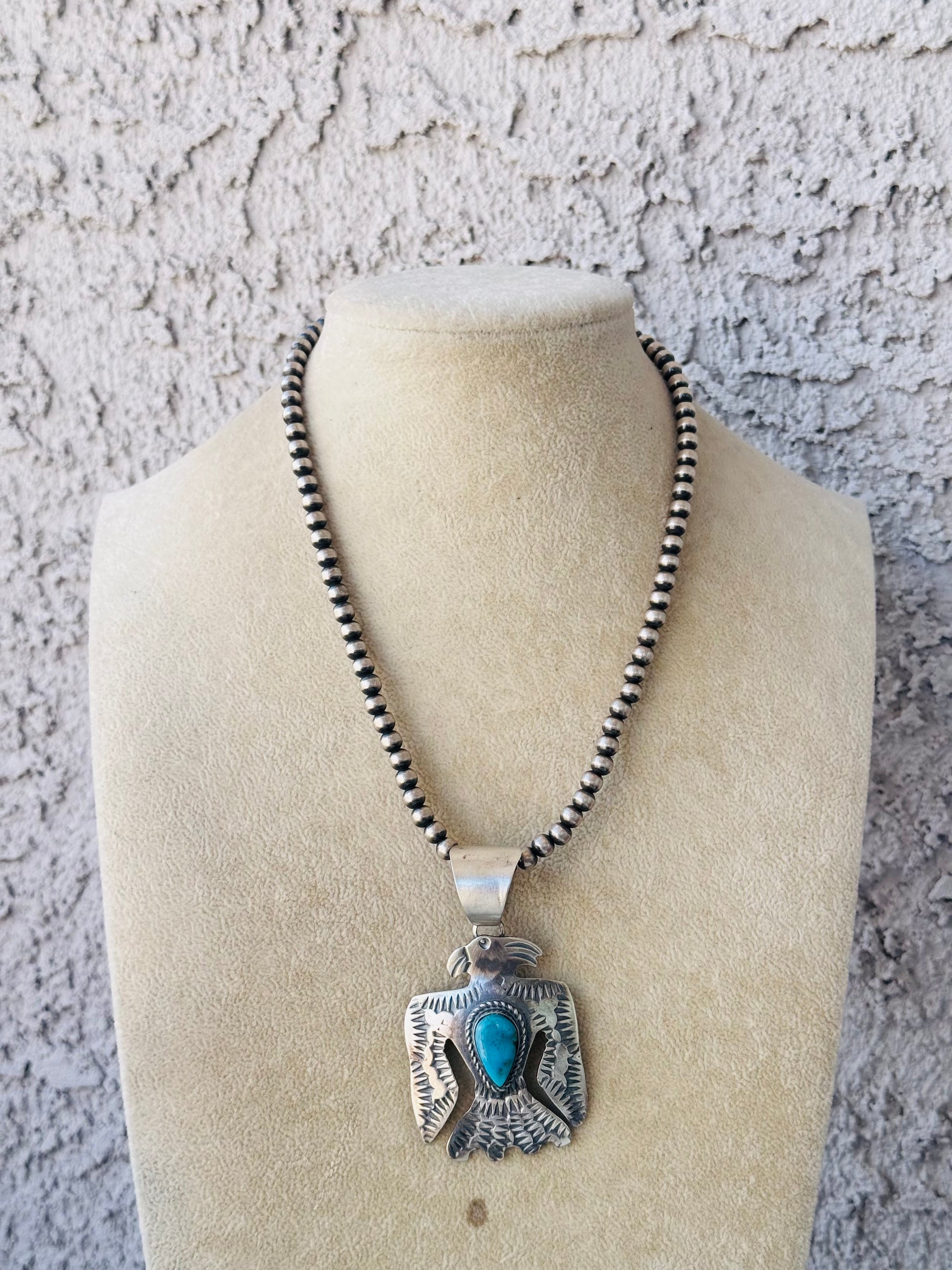 Chimney Butte Turquoise & Sterling Silver Thunderbird Pendant