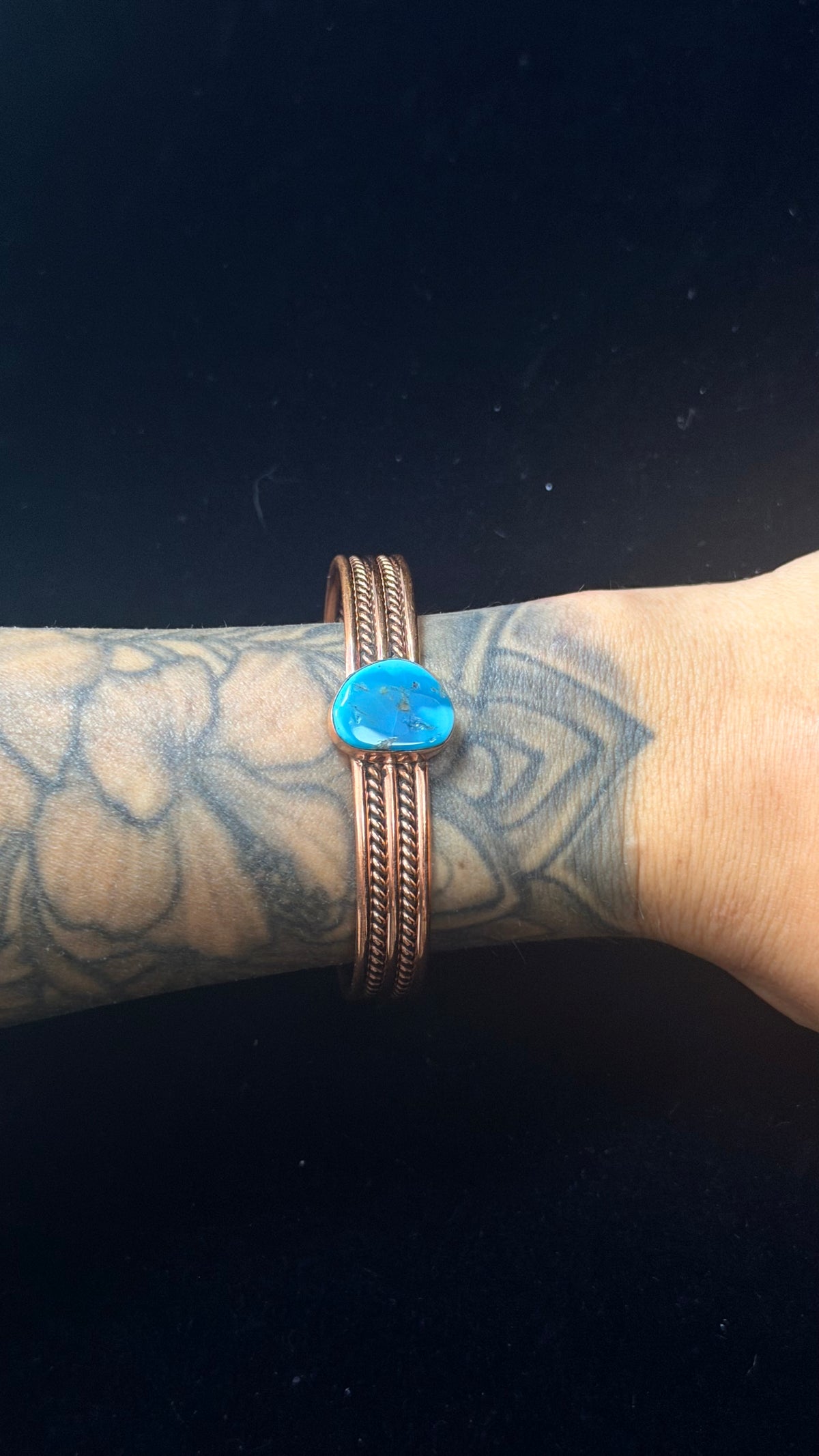 Navajo Made Kingman Turquoise & Copper Cuff Bracelet