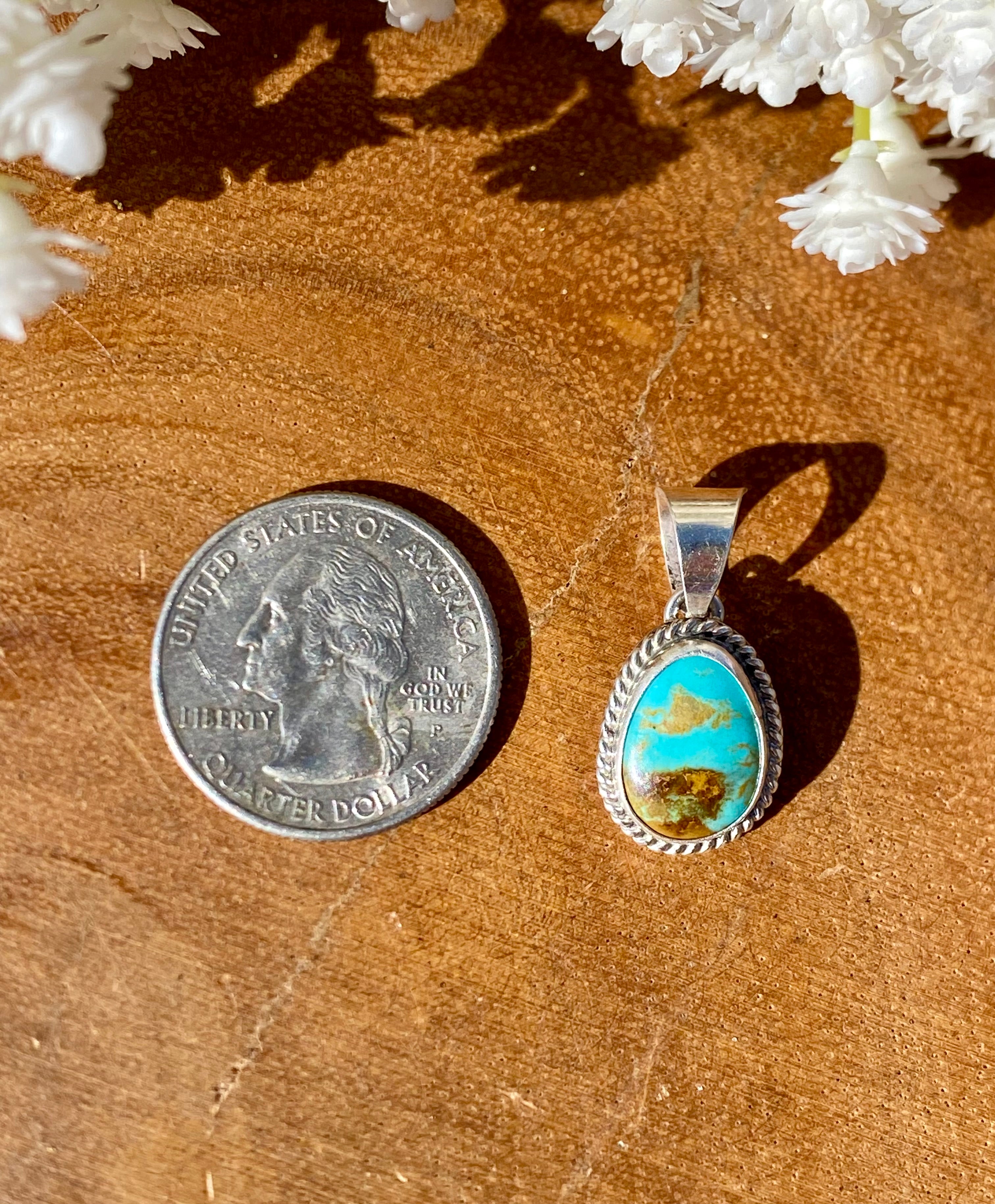 Navajo Made Kingman Turquoise & Sterling Silver PENDANT ONLY