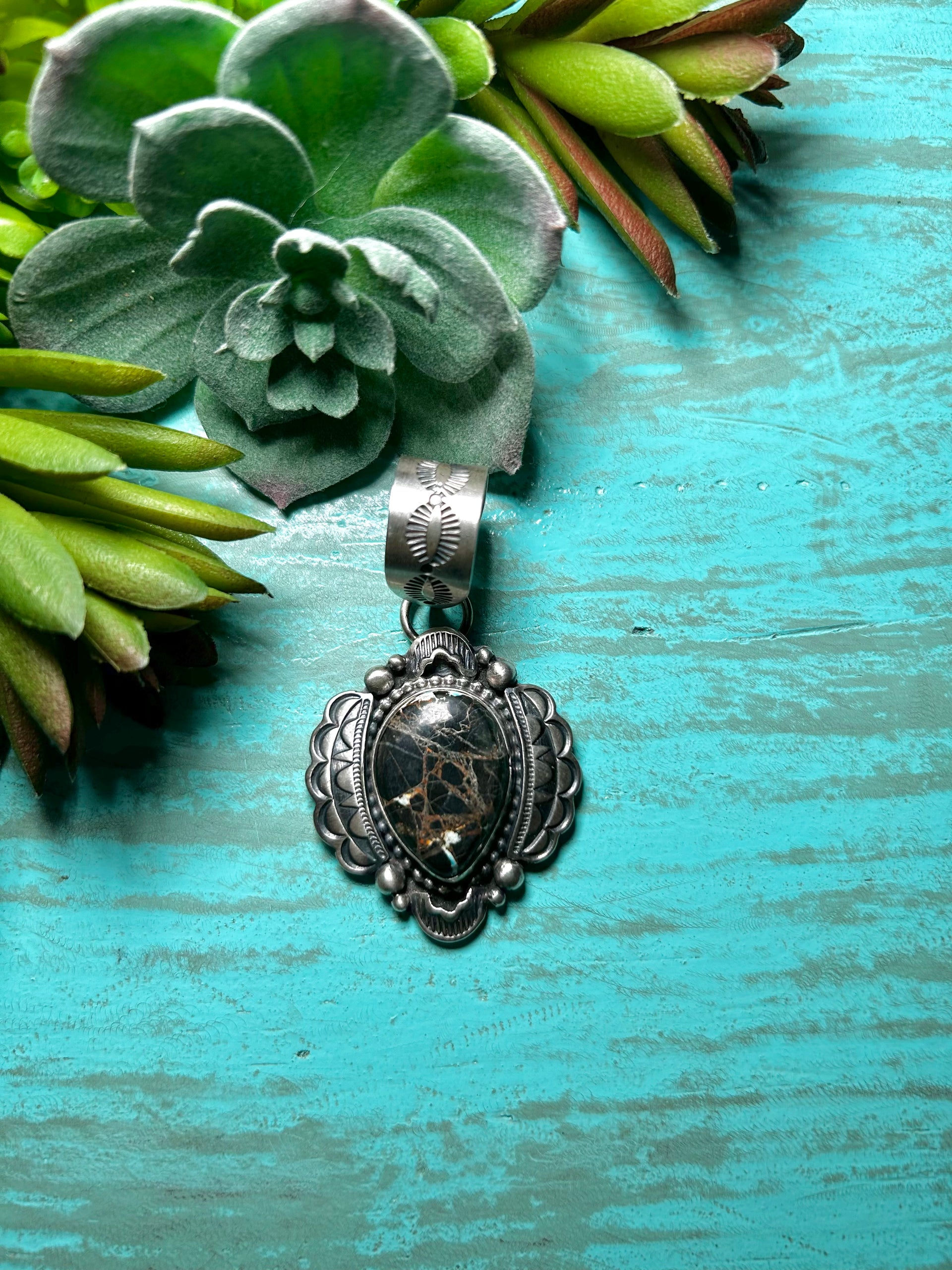 Jeff James Black Jack & Sterling Silver Pendant