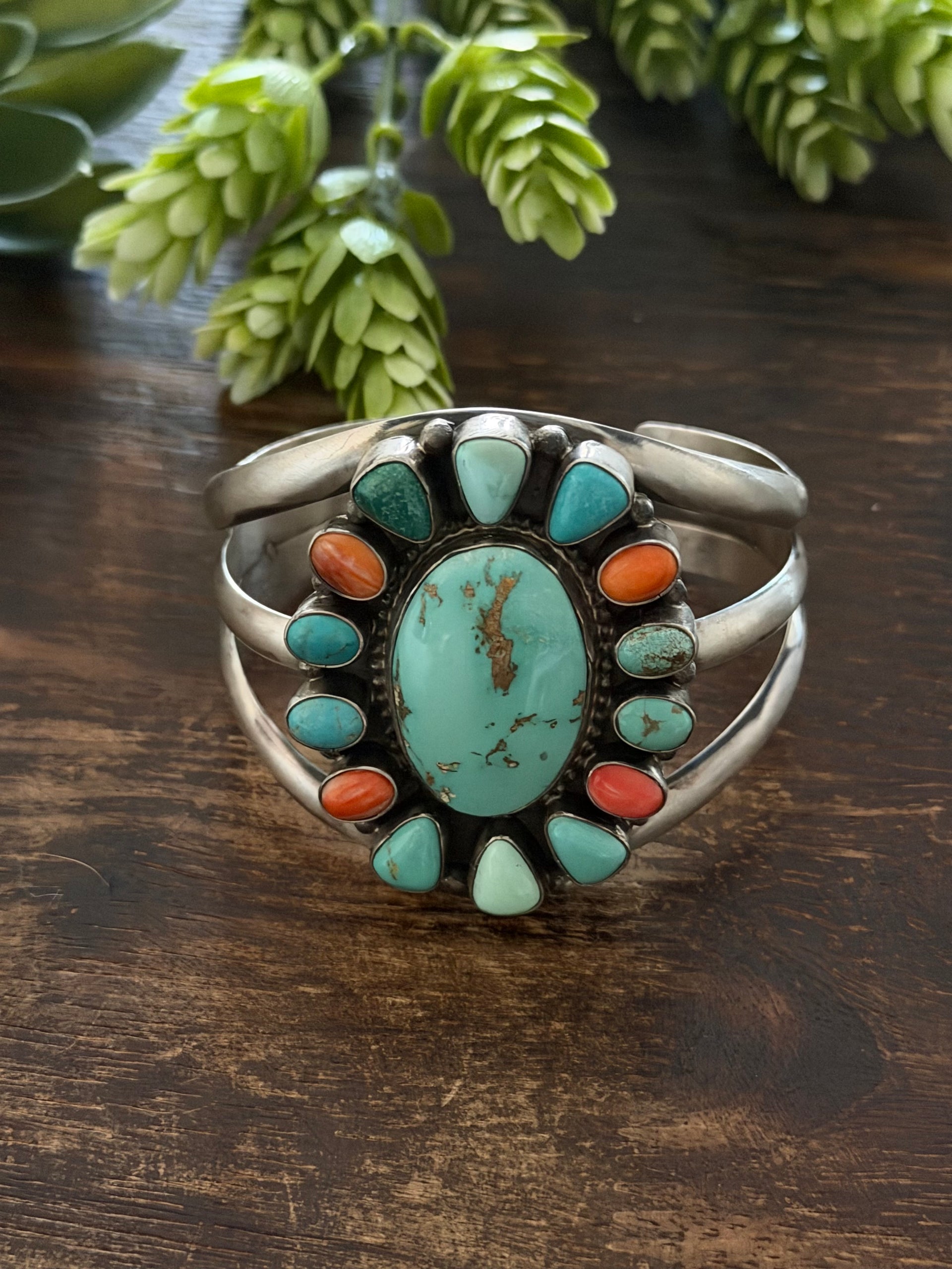 Sheila Becenti Multi Stone & Sterling Silver Cuff Bracelet