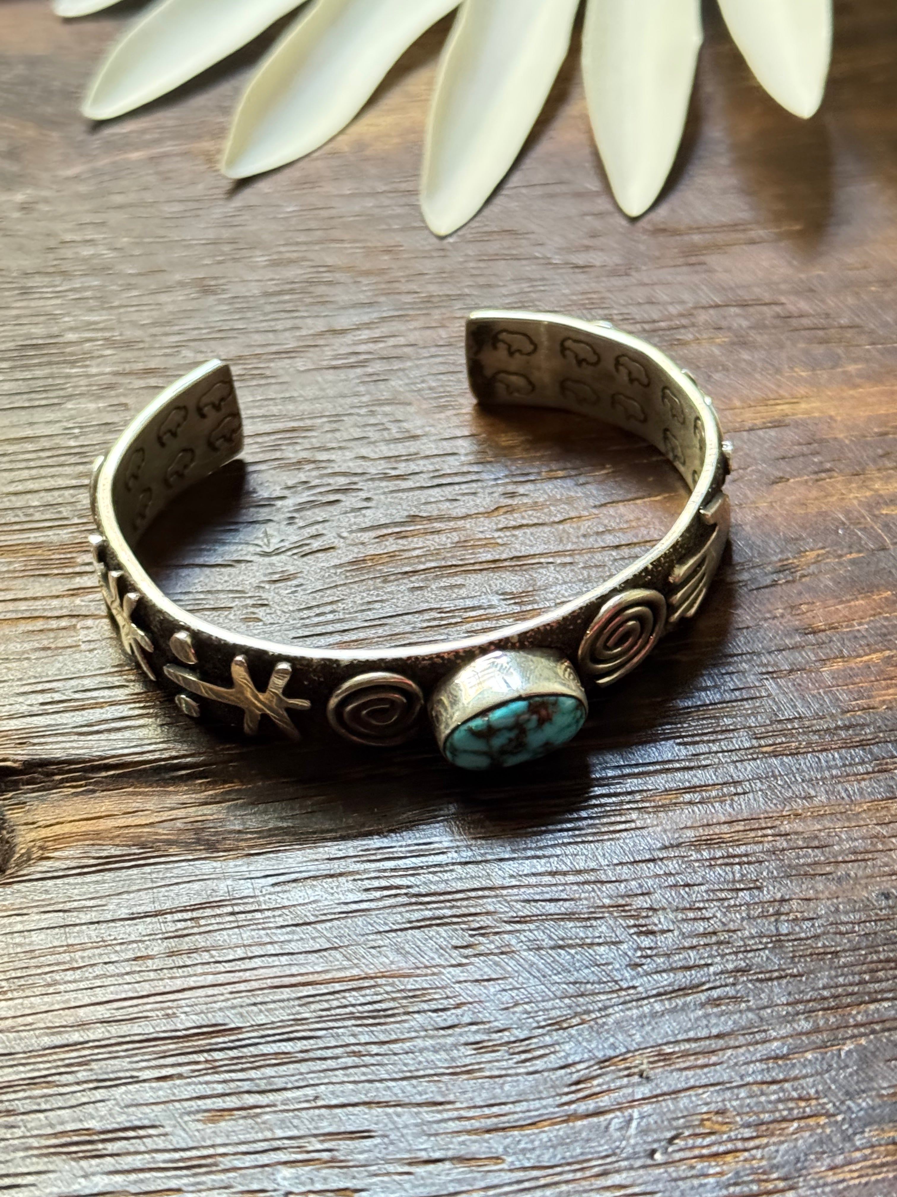 Alex Sanchez Birds Eye Kingman Turquoise & Sterling Silver Cuff Bracelet