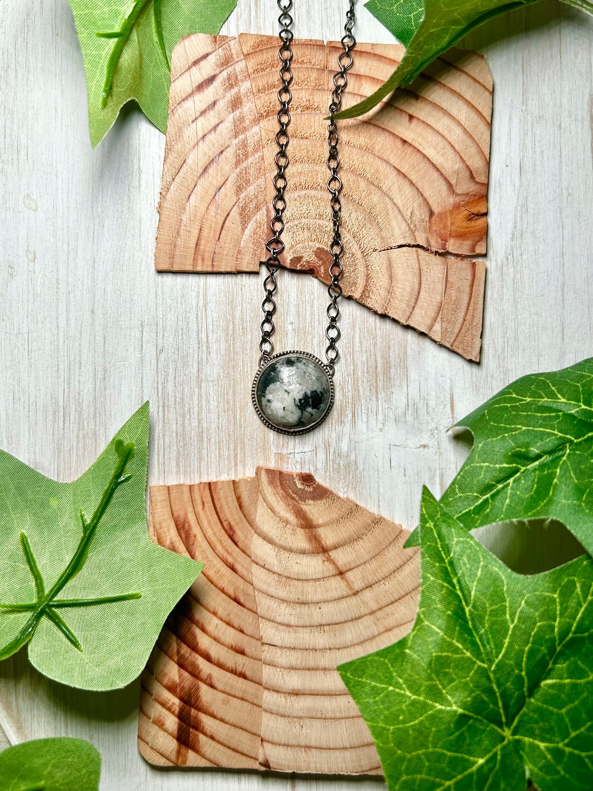 Navajo Made White Buffalo & Sterling Silver Necklace