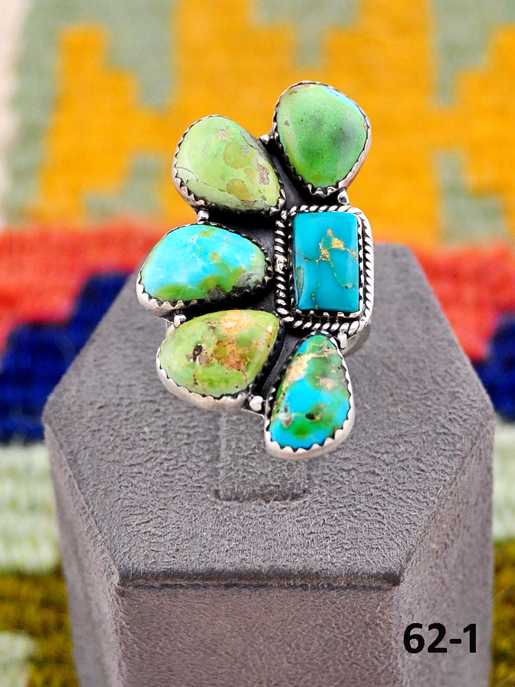 Southwest Handmade Sonoran Mountain Turquoise & Sterling Silver Adjustable Ring