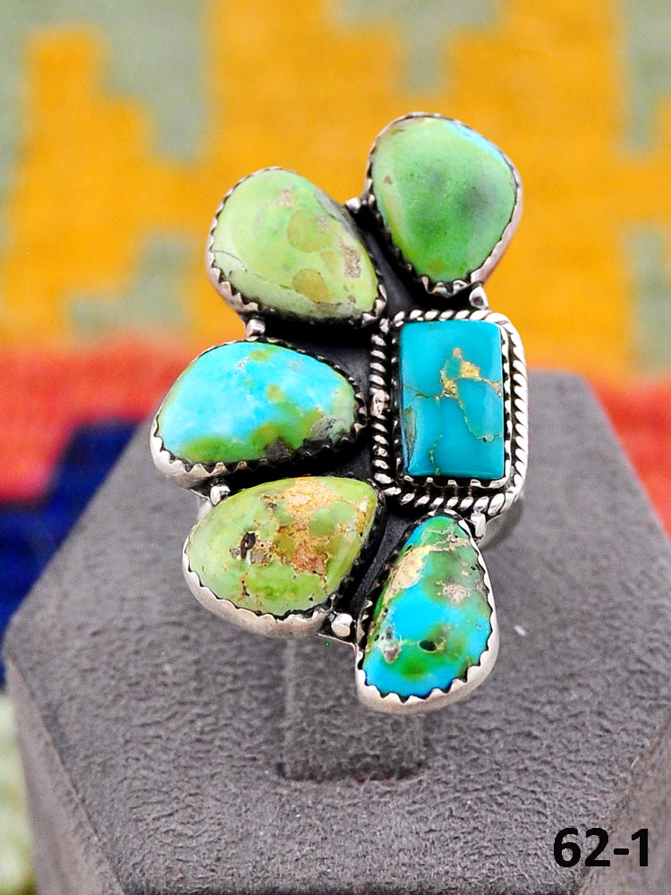 Southwest Handmade Sonoran Mountain Turquoise & Sterling Silver Adjustable Ring