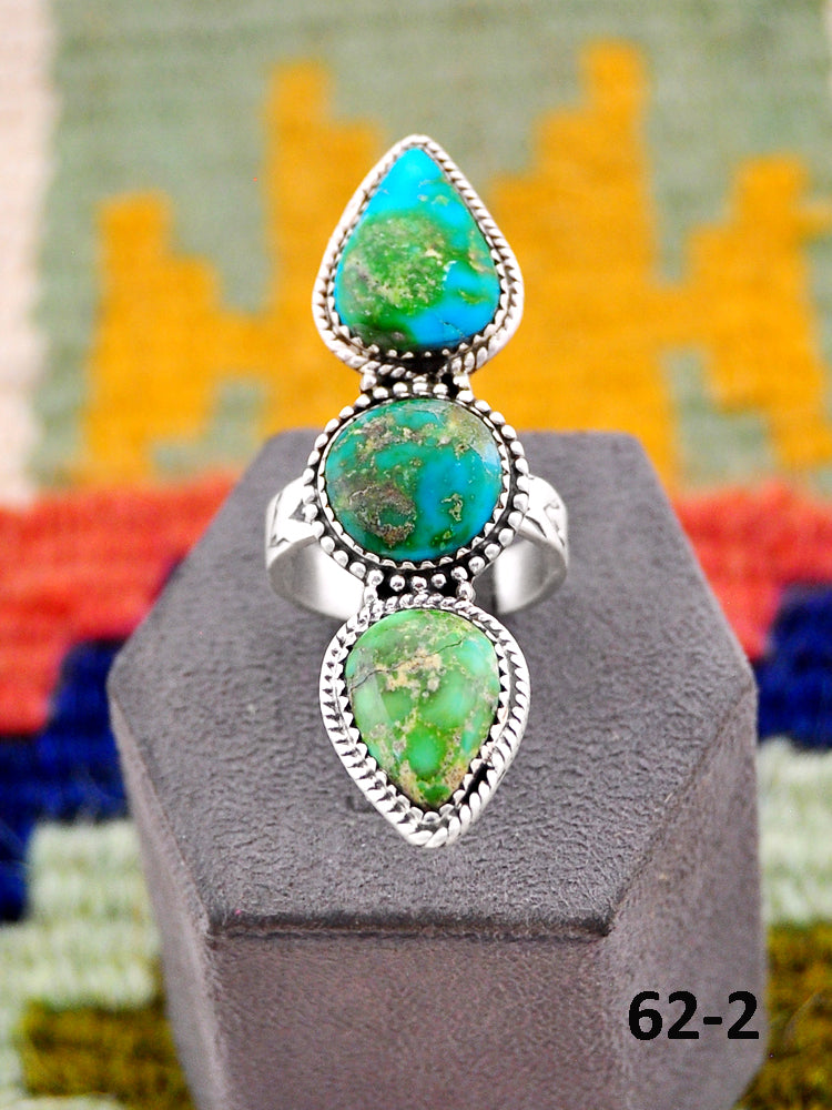 Southwest Handmade Sonoran Mountain Turquoise & Sterling Silver Adjustable Ring