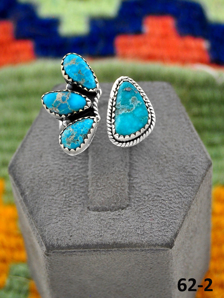 Southwest Handmade White Water Turquoise & Sterling Silver Adjustable Ring