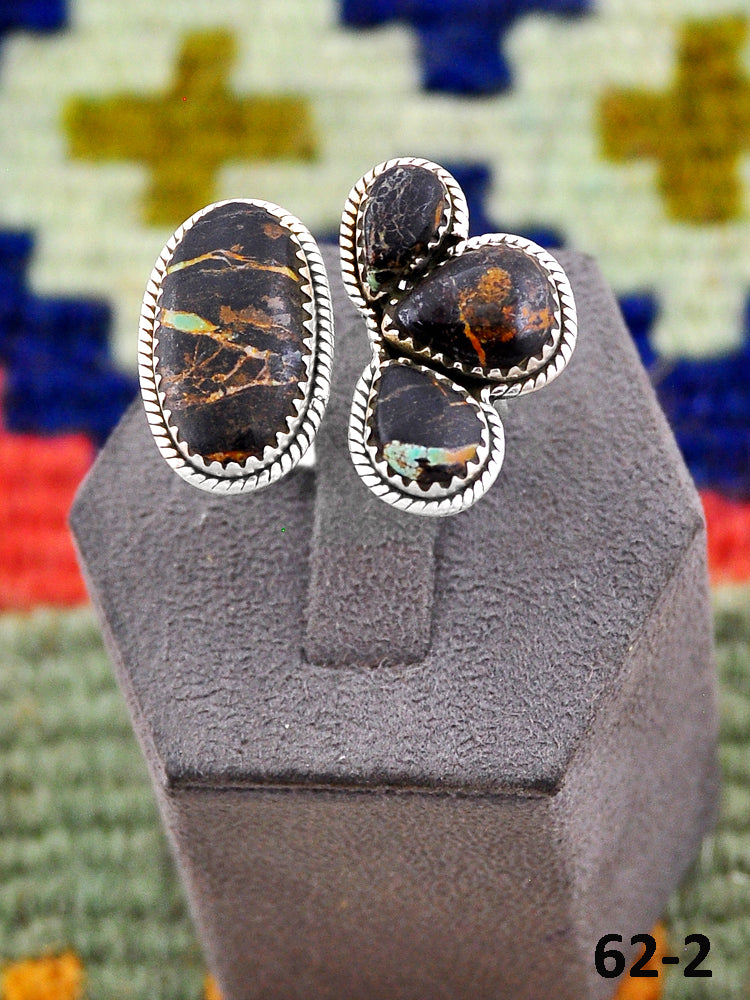 Southwest Handmade Black Jack & Sterling Silver Ring