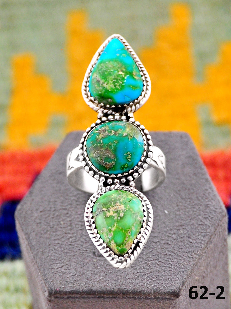 Southwest Handmade Sonoran Mountain Turquoise & Sterling Silver Adjustable Ring