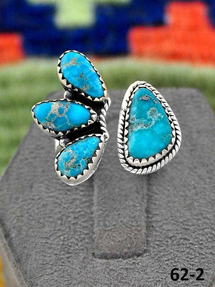 Southwest Handmade White Water Turquoise & Sterling Silver Adjustable Ring