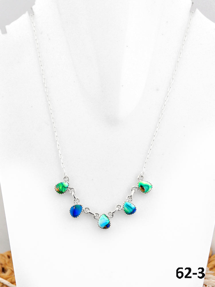 Southwest Made Peacock Dahlia & Sterling Silver Necklace