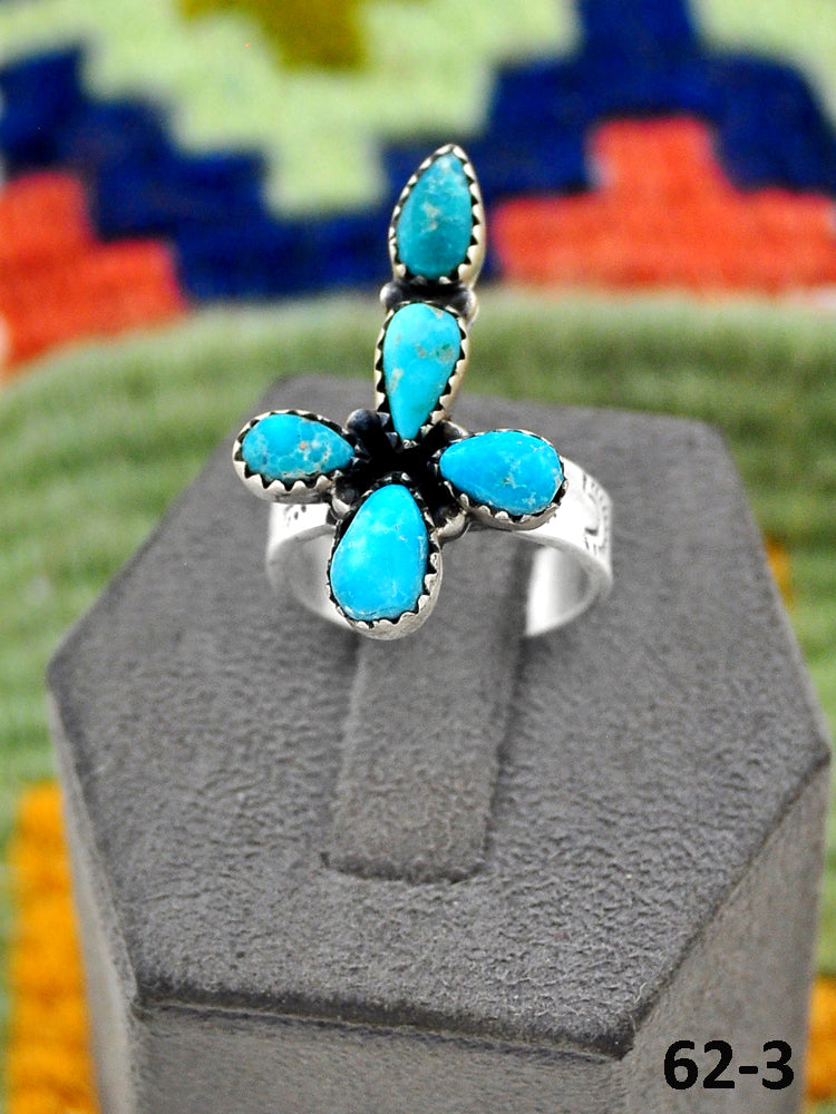 Southwest Handmade White Water Turquoise & Sterling Silver Adjustable Ring