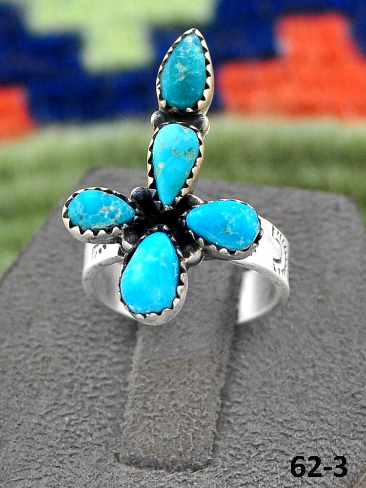 Southwest Handmade White Water Turquoise & Sterling Silver Adjustable Ring
