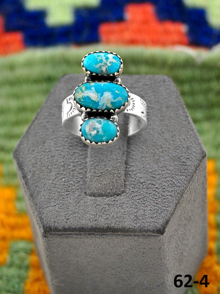 Southwest Handmade White Water Turquoise & Sterling Silver Adjustable Ring
