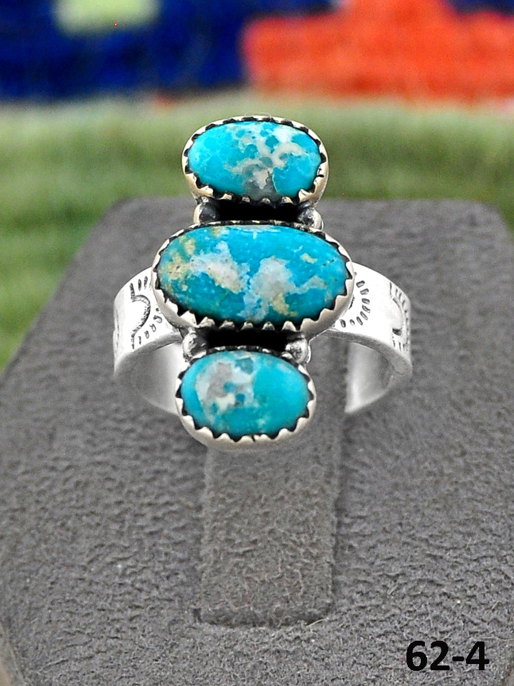 Southwest Handmade White Water Turquoise & Sterling Silver Adjustable Ring