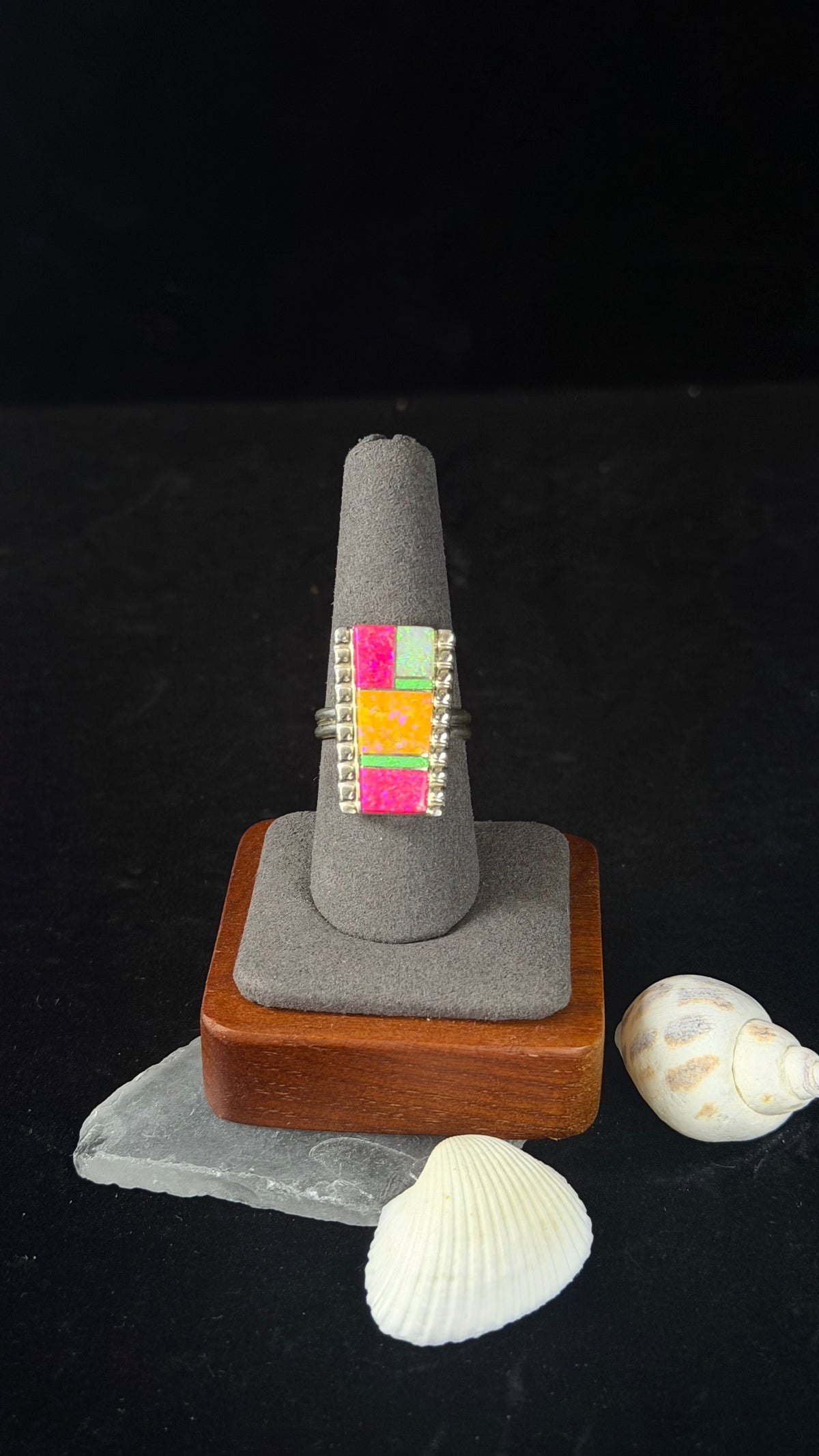 Navajo Made Opal & Sterling Silver Ring Size 8.75