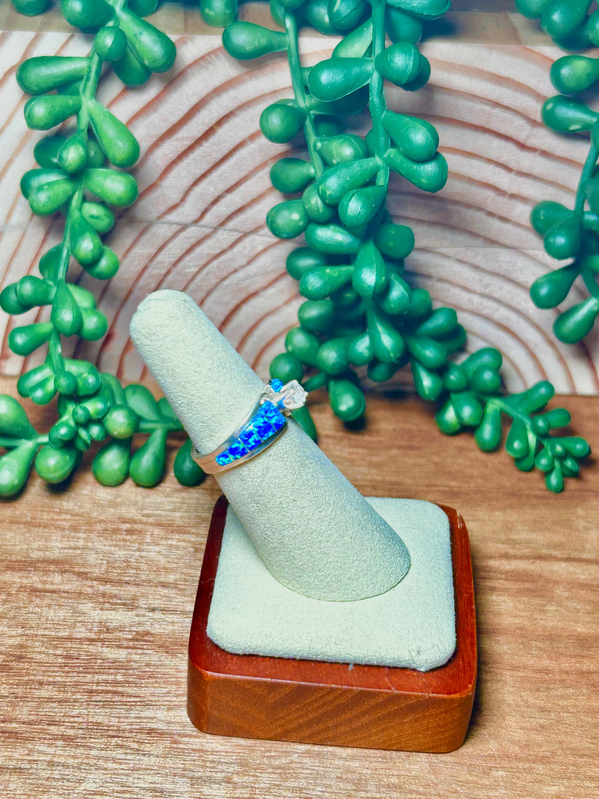 Zunni Made Blue Opal & Sterling Silver Cubic Circunia Ring