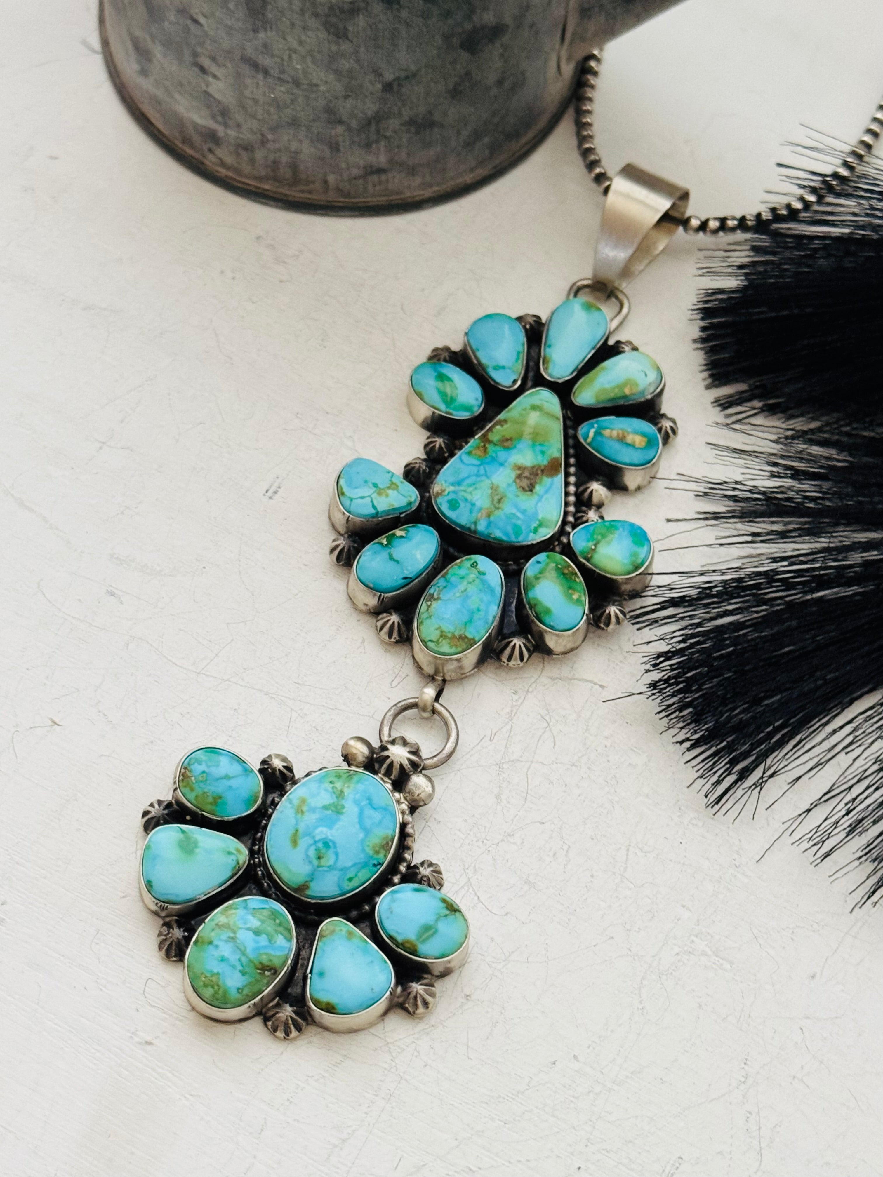 Lorenzo Juan Sonoran Mountain Turquoise & Sterling Silver Cluster Pendant