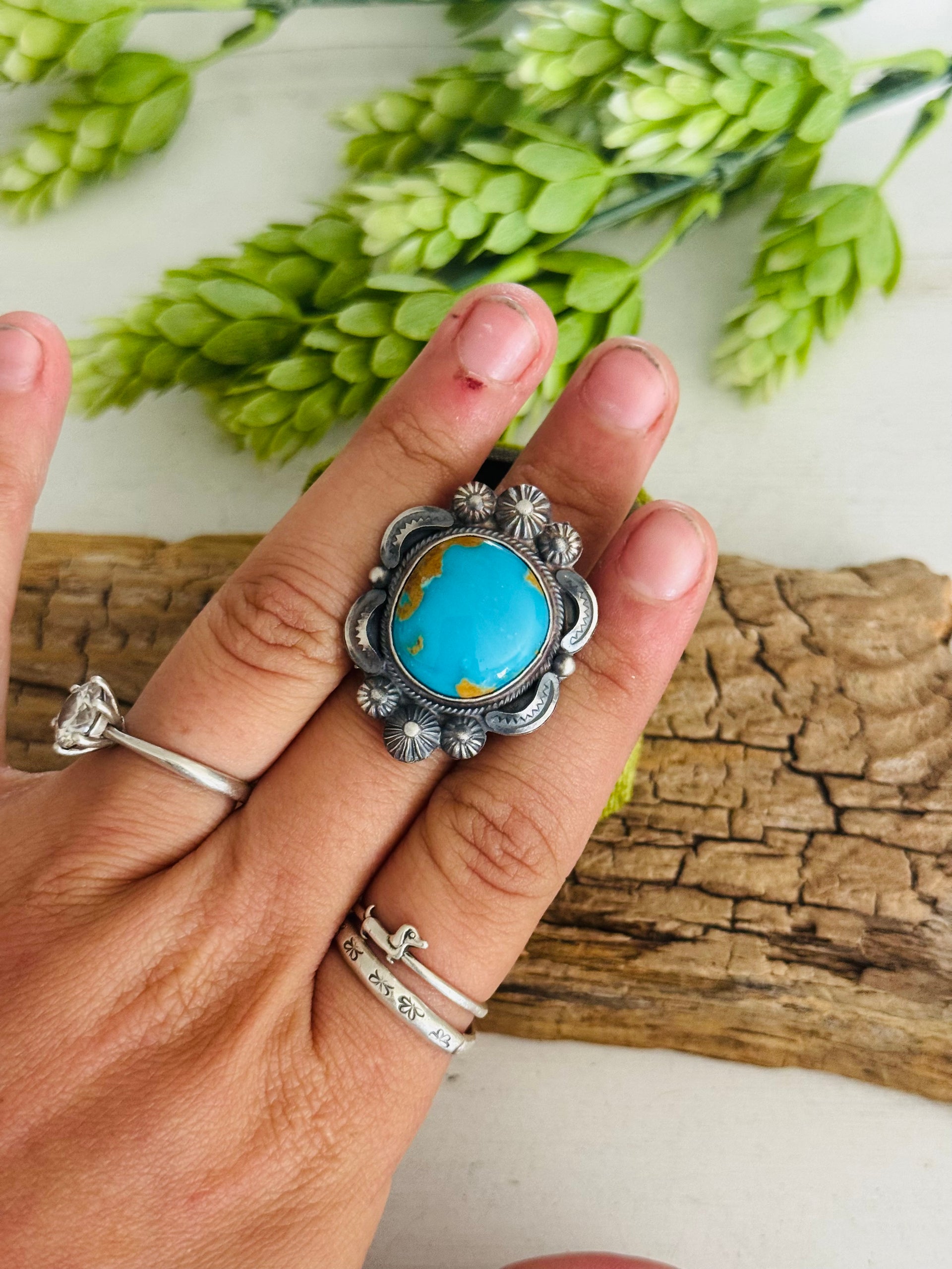 Bennie Ramone Kingman Turquoise & Sterling Sliver Adjustable Ring