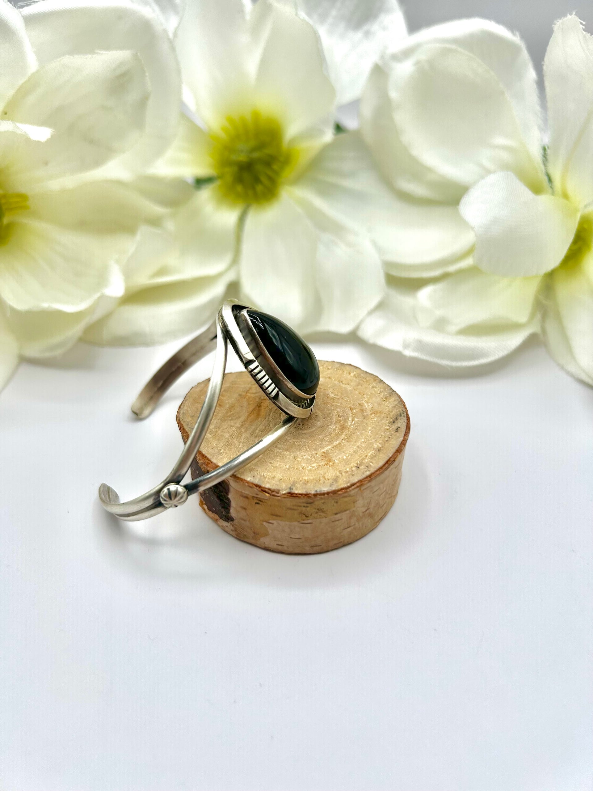 Alfred Martinez Onyx & Sterling Silver Cuff Bracelet