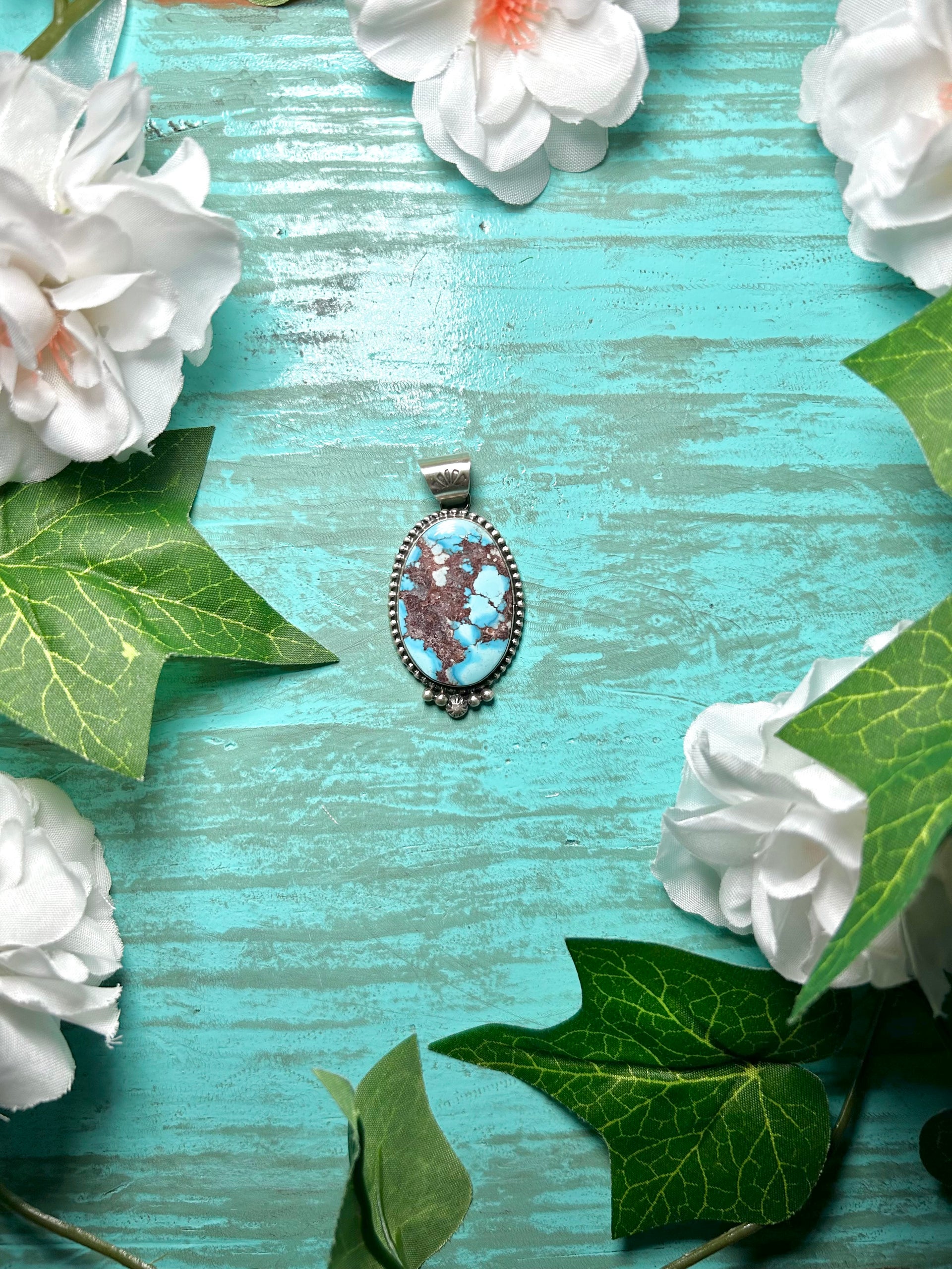 Navajo Made Golden Hill Turquoise & Sterling Silver Pendant