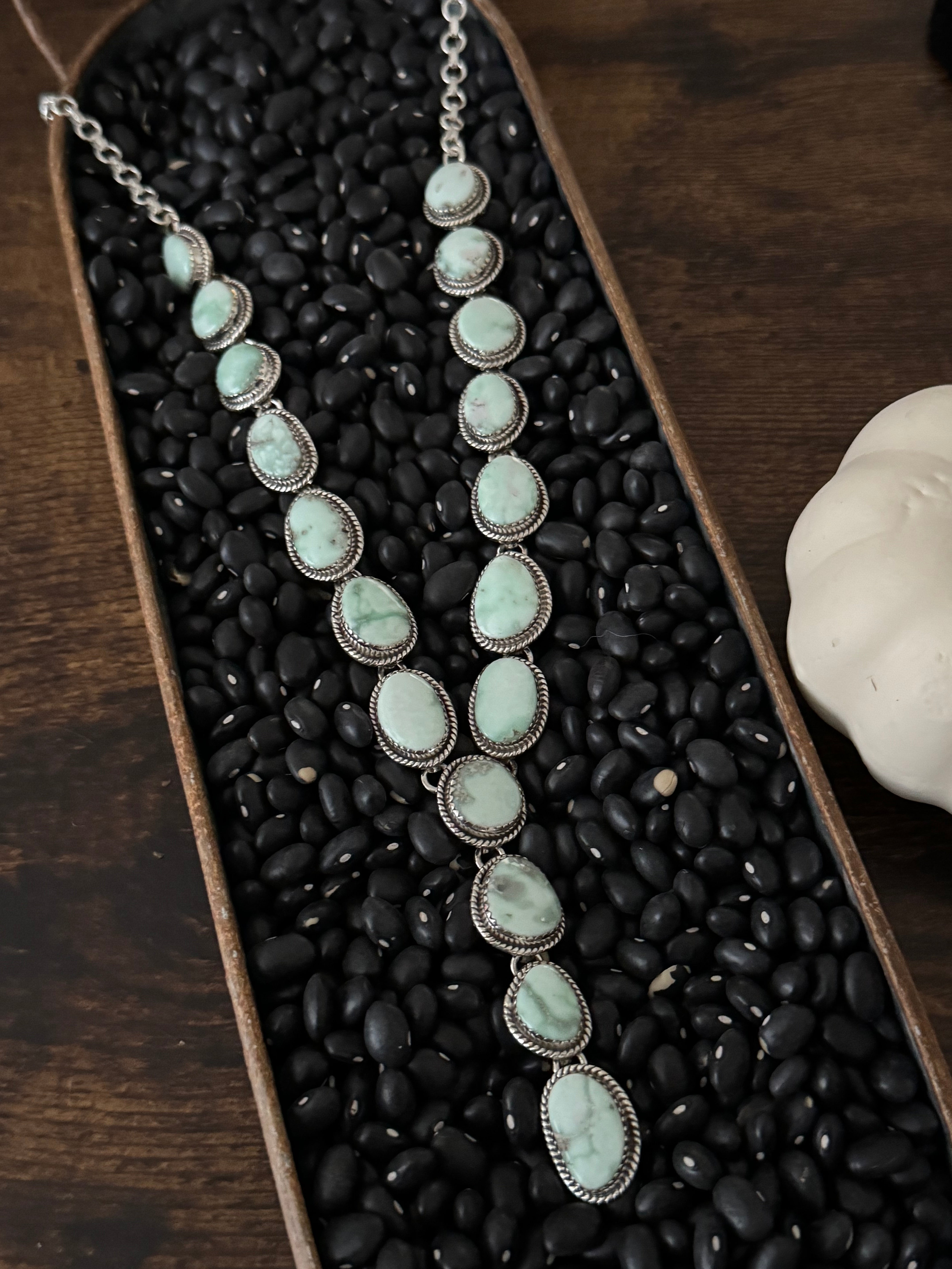 TTD Paloma Variscite & Sterling Silver Lariat Necklace