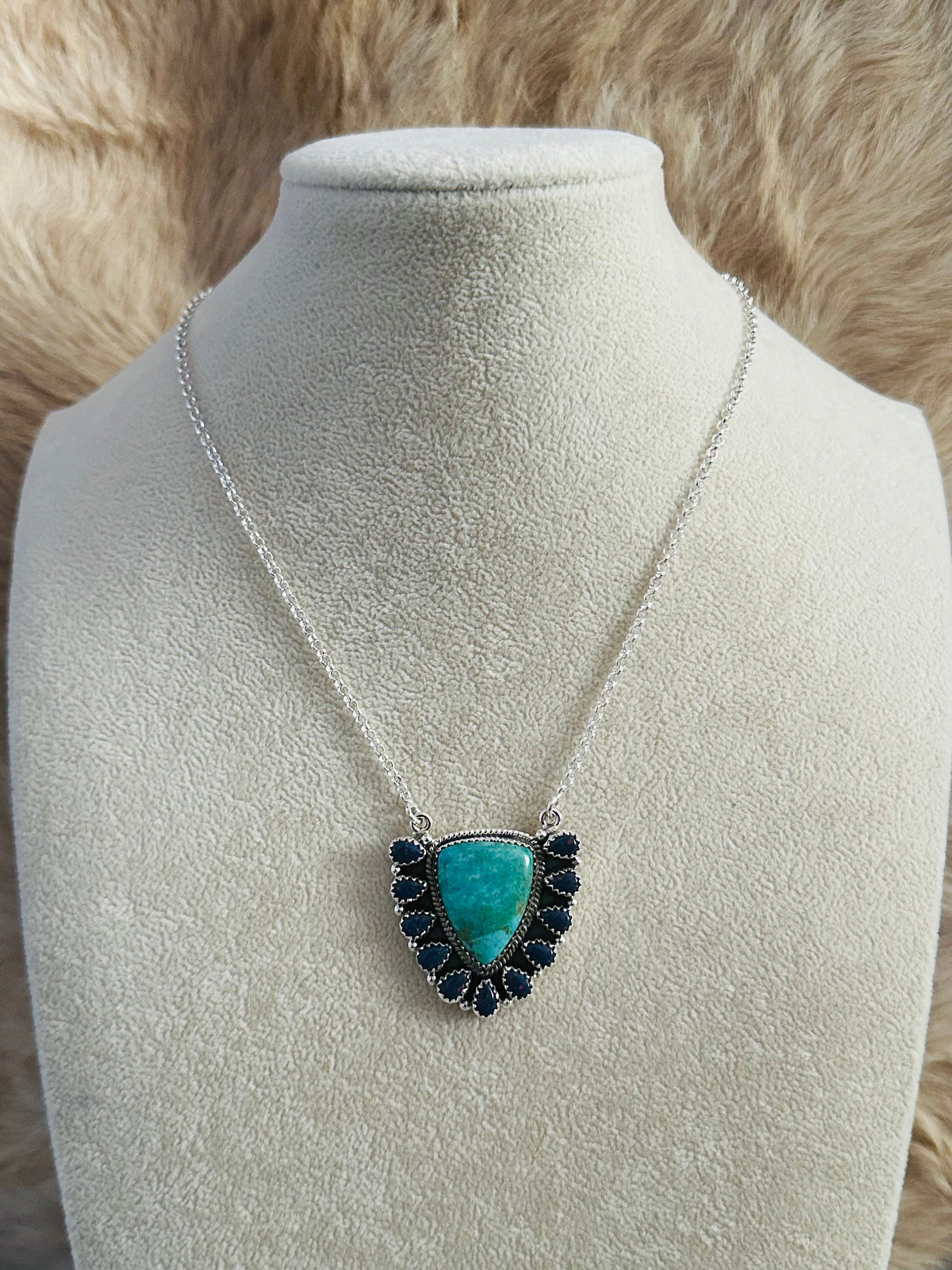 Southwest Handmade Multi Stone & Sterling Silver Cluster Necklace