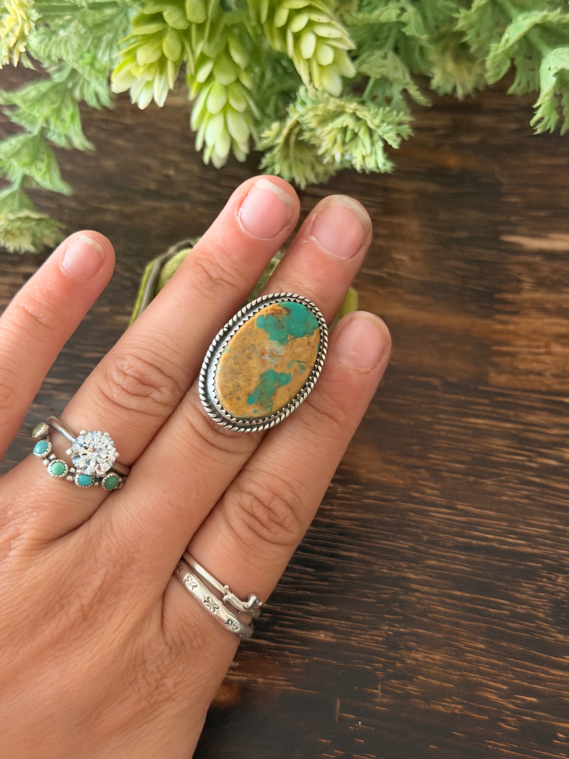 Navajo Made Royston Turquoise & Sterling Silver Ring Size 5