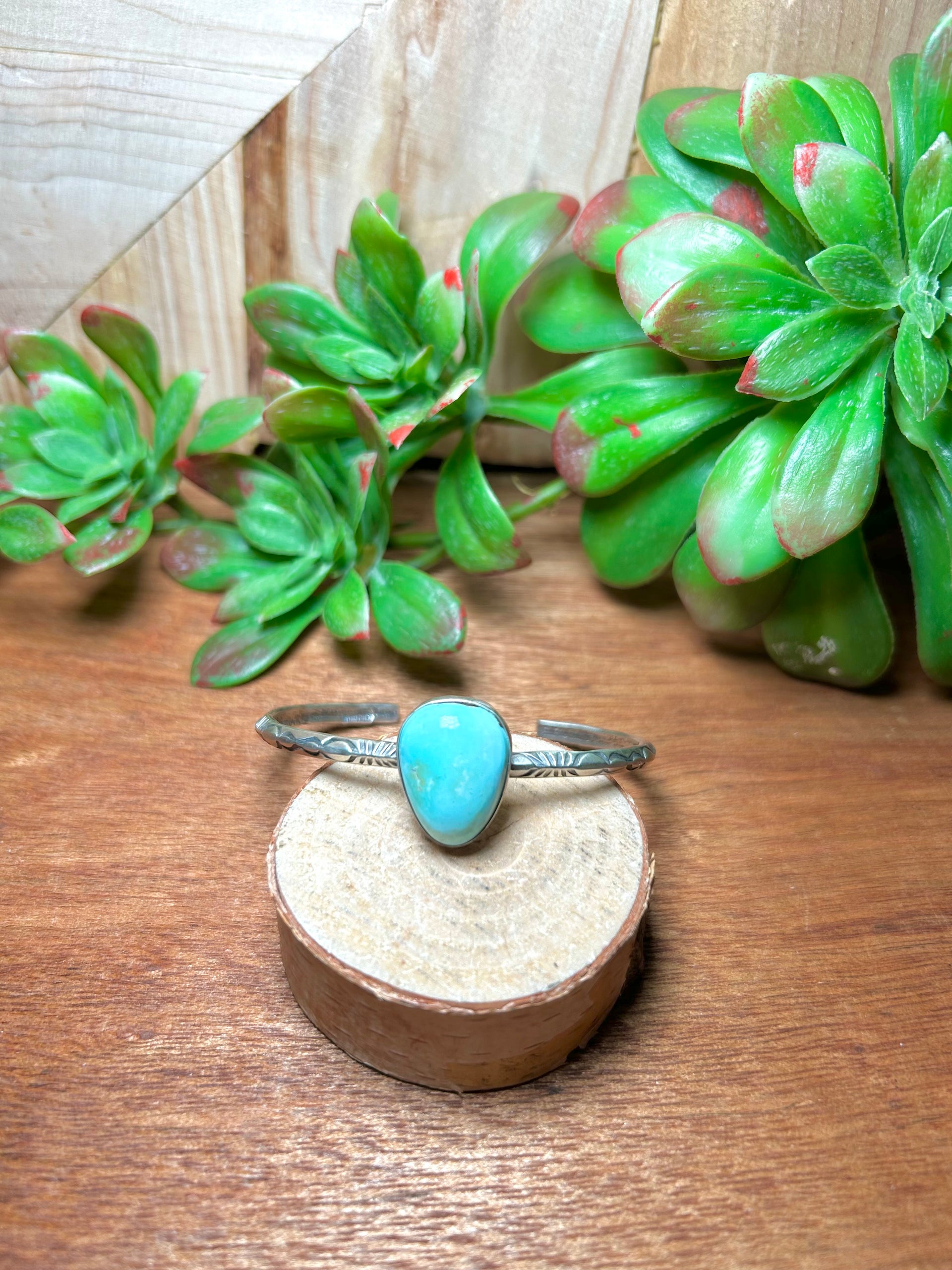 Navajo Made Royston Turquoise & Sterling Silver Cuff Bracelet